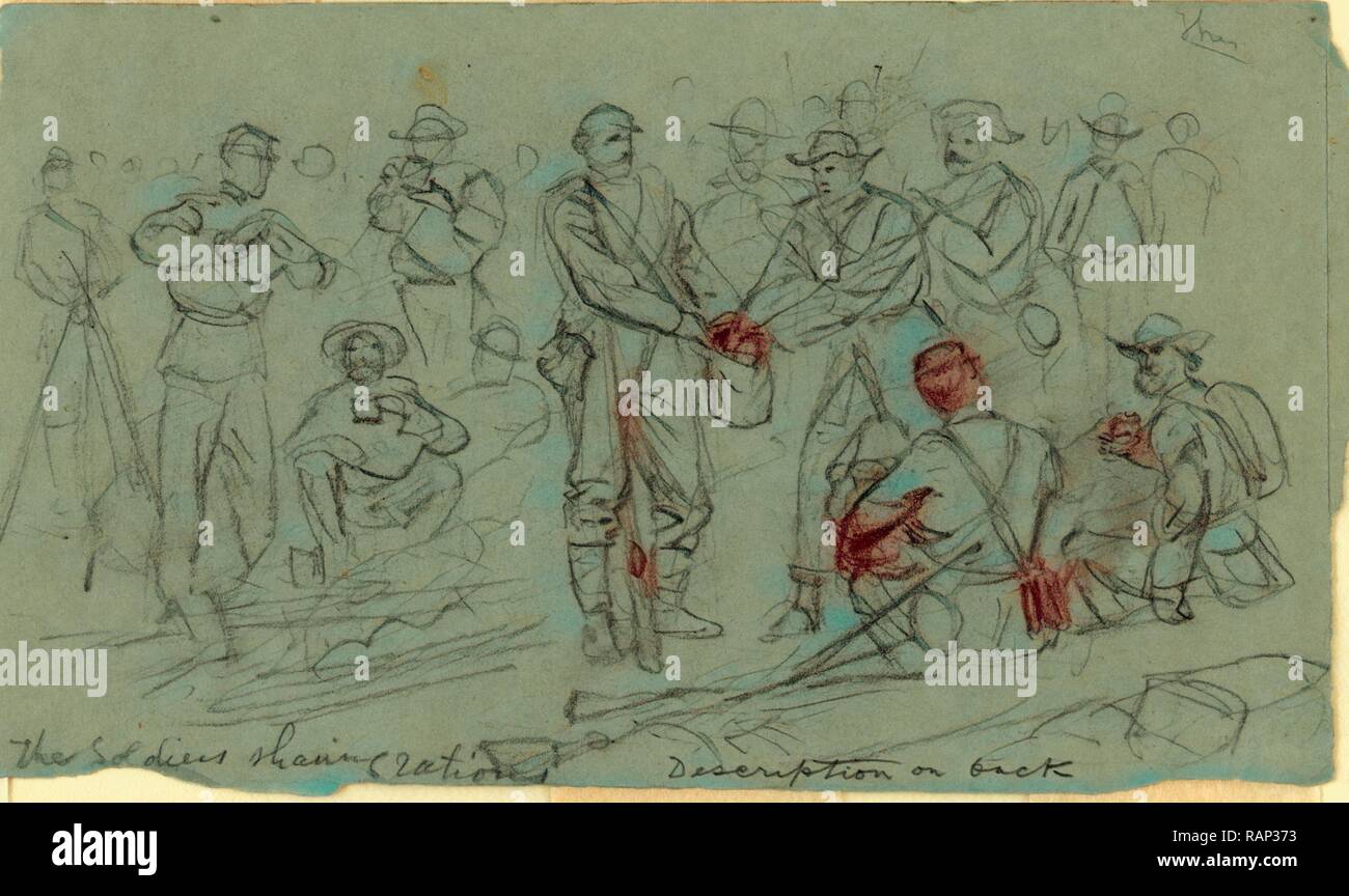 The soldiers sharing rations, drawing, 1862-1865, by Alfred R Waud ...