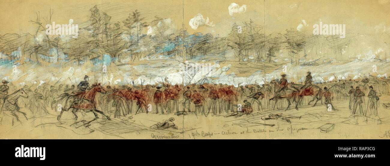 Grovers div. 19th Corps in action at the Battle in the Opequon, drawing ...