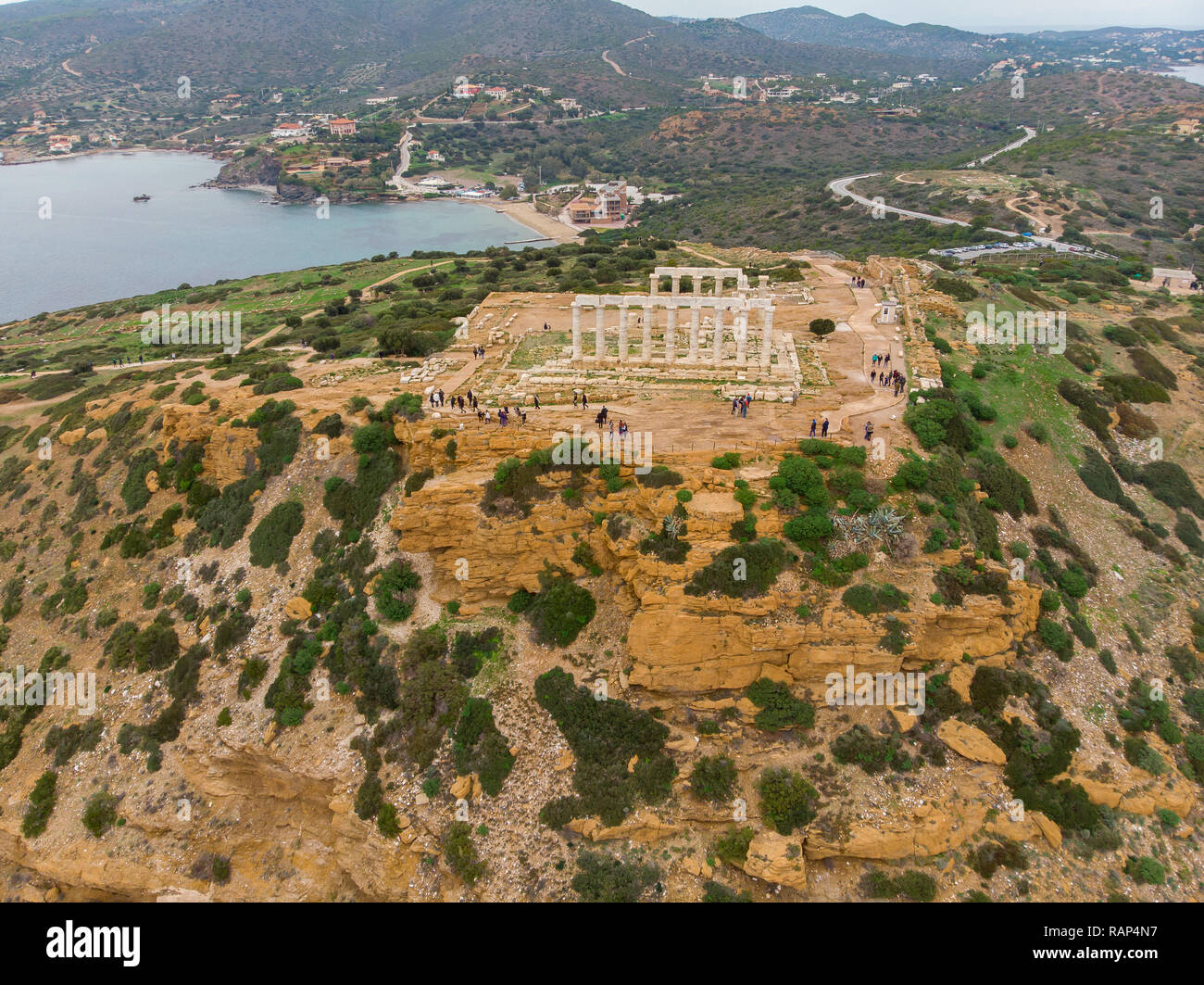 The temple of Poseidon at cape Sounio in Greece Stock Photo - Alamy