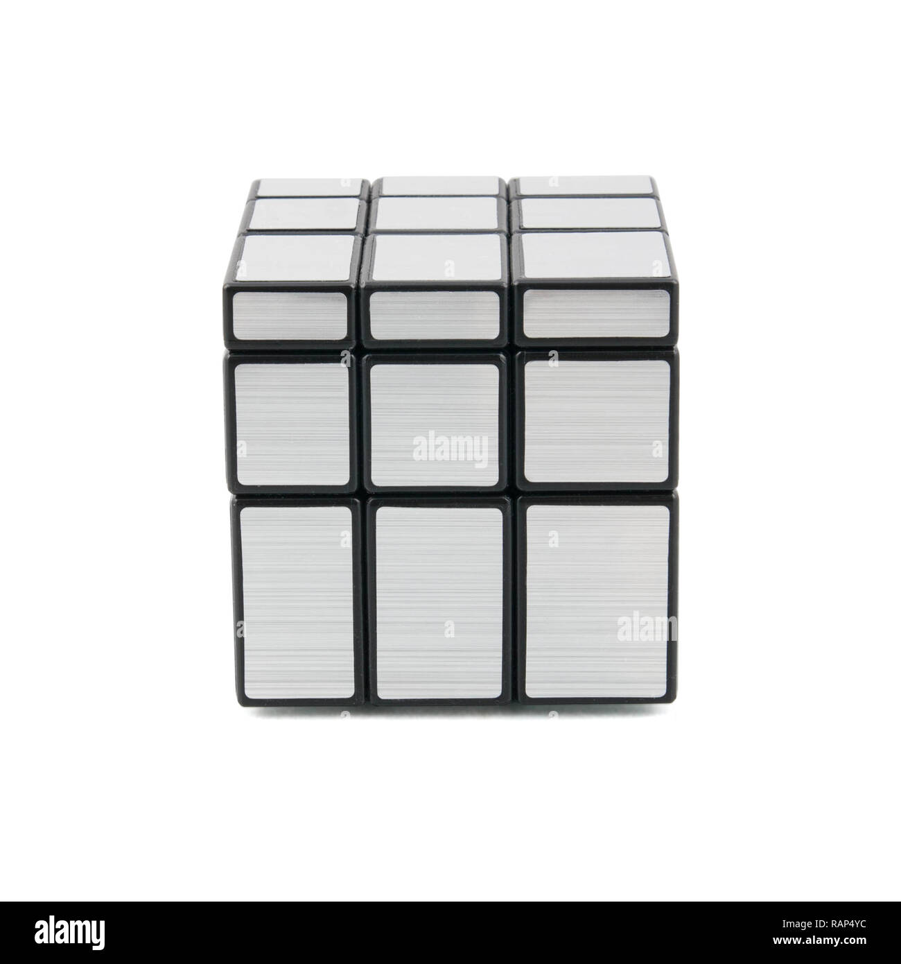 Rubik's mirror blocks on white background, also known as shape shifter Stock Photo