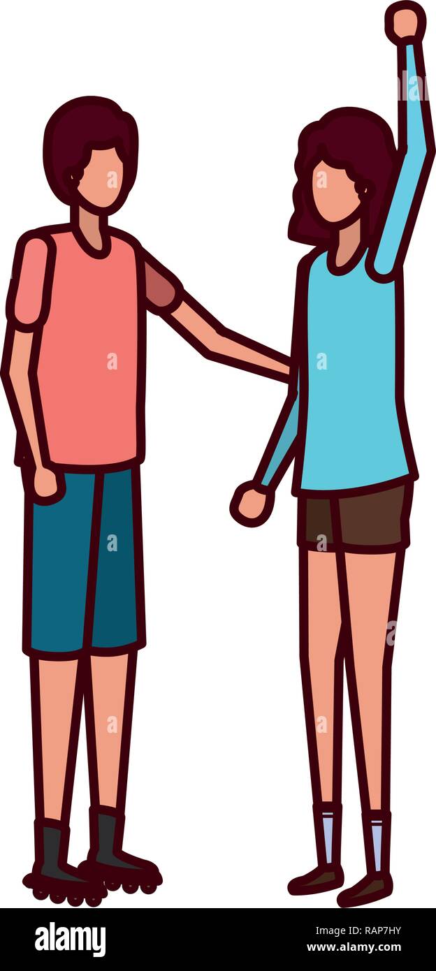 young couple avatar character Stock Vector