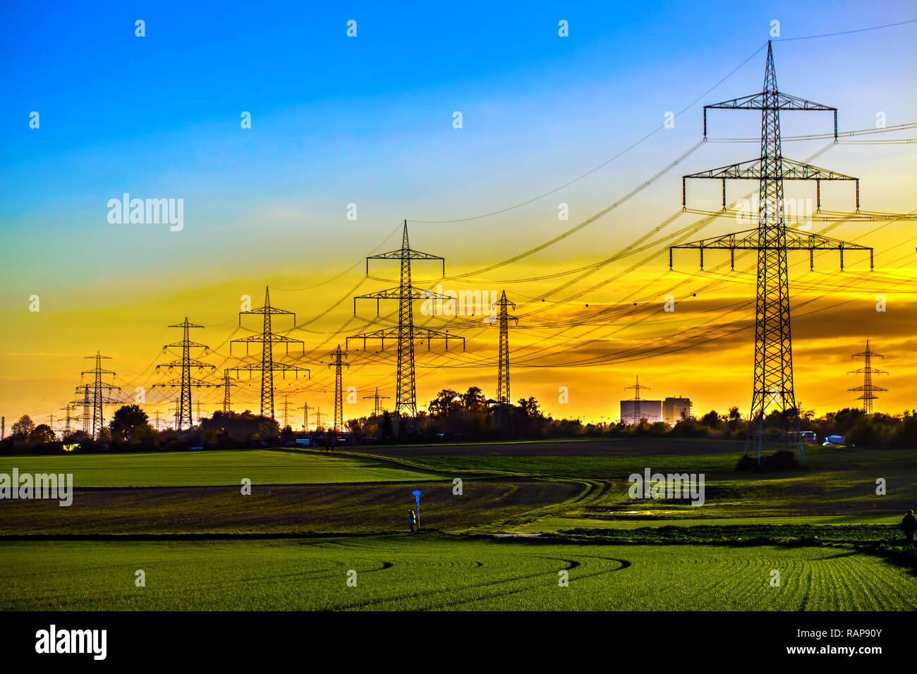 High Voltage Industrial Power Post Energy Electric Poles Photo Stock