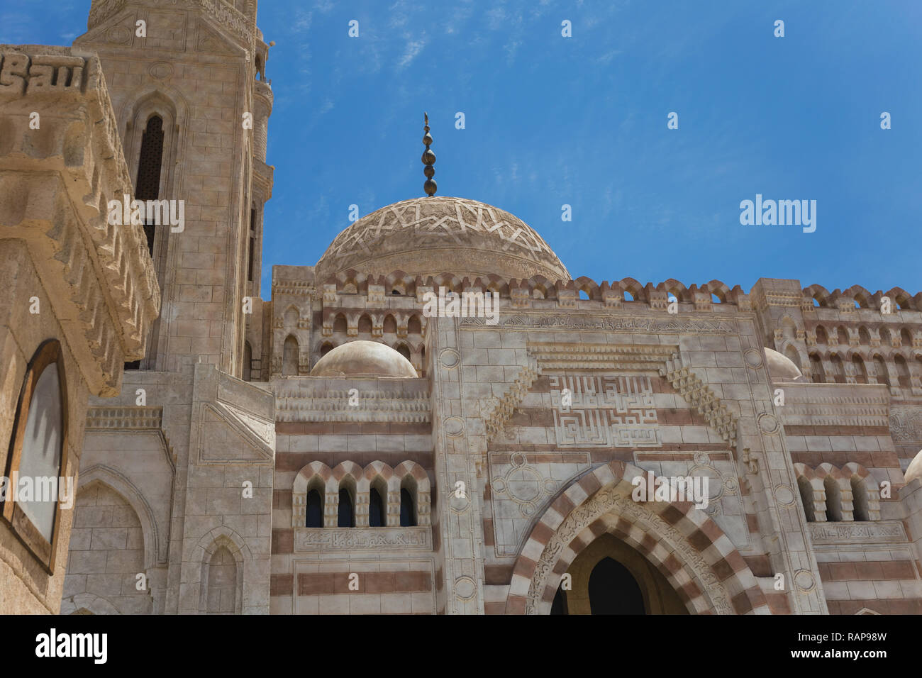 Horizontal color photography of Al Mustafa Mosque in Sharm El Sheikh, Egypt. Stock Photo