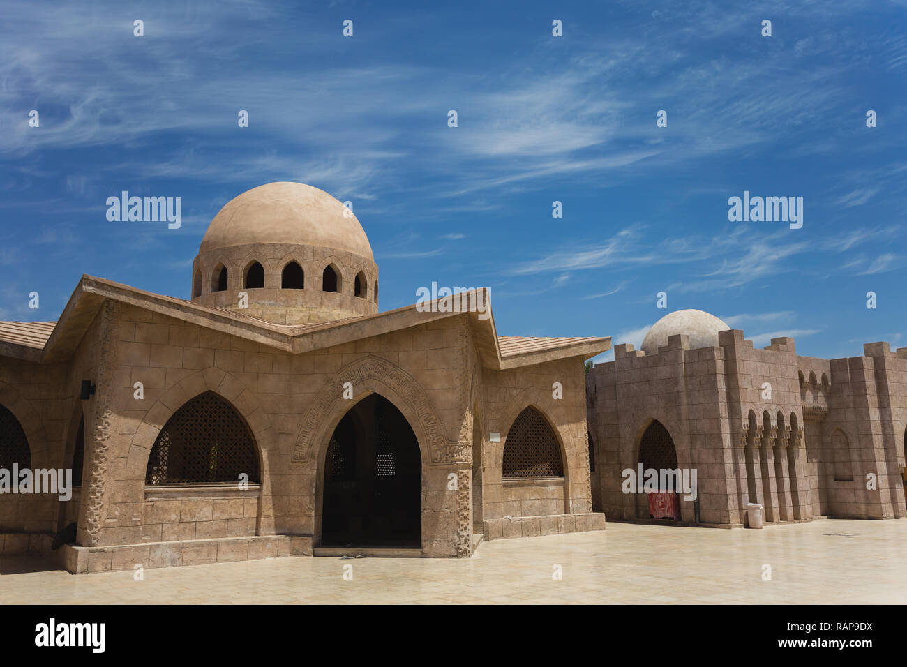 Horizontal color photography of Al Mustafa Mosque in Sharm El Sheikh, Egypt. Stock Photo