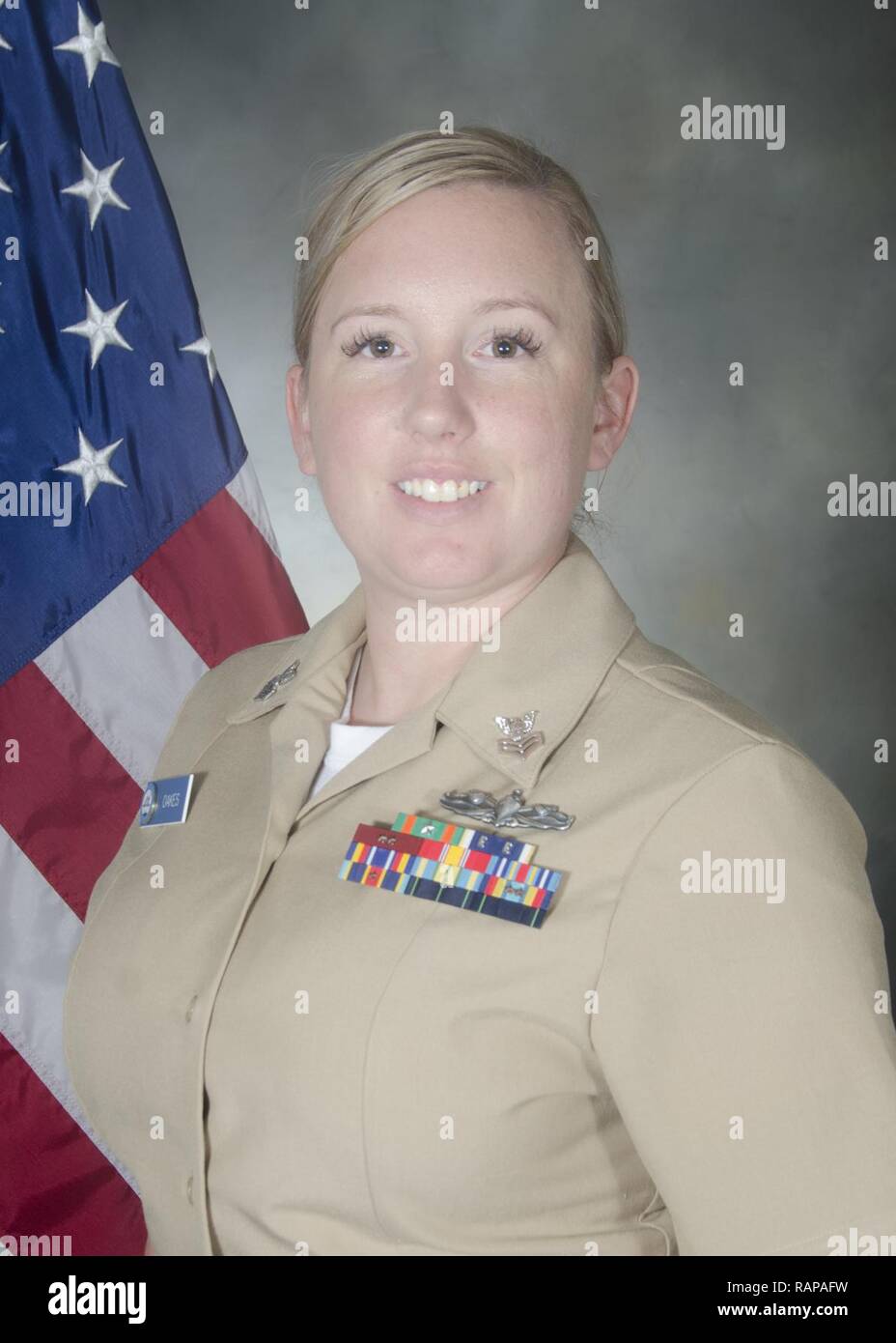Hospital Corpsman 1st Class Elisabeth Oakes, native of Belgrade, Mont., was announced as the 2016 Senior Sailor of the Year for the submarine tender USS Frank Cable (AS 40). Frank Cable is forward deployed to the island of Guam and conducts maintenance and support of submarines and surface vessels deployed to the U.S. 5th and 7th Fleet area of operations. Stock Photo
