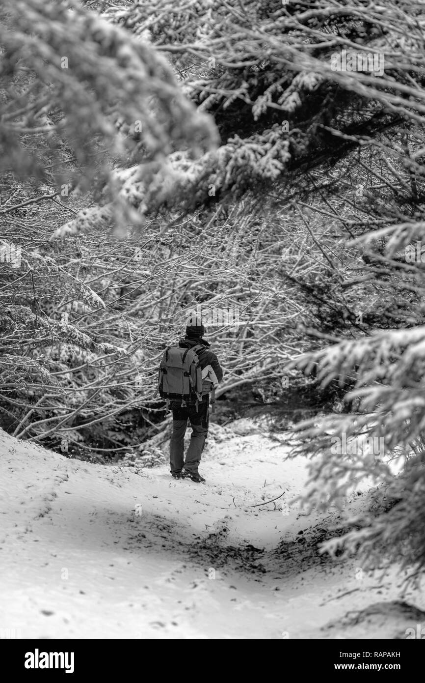 Alone tourist in high mountain Black and White Stock Photos & Images ...
