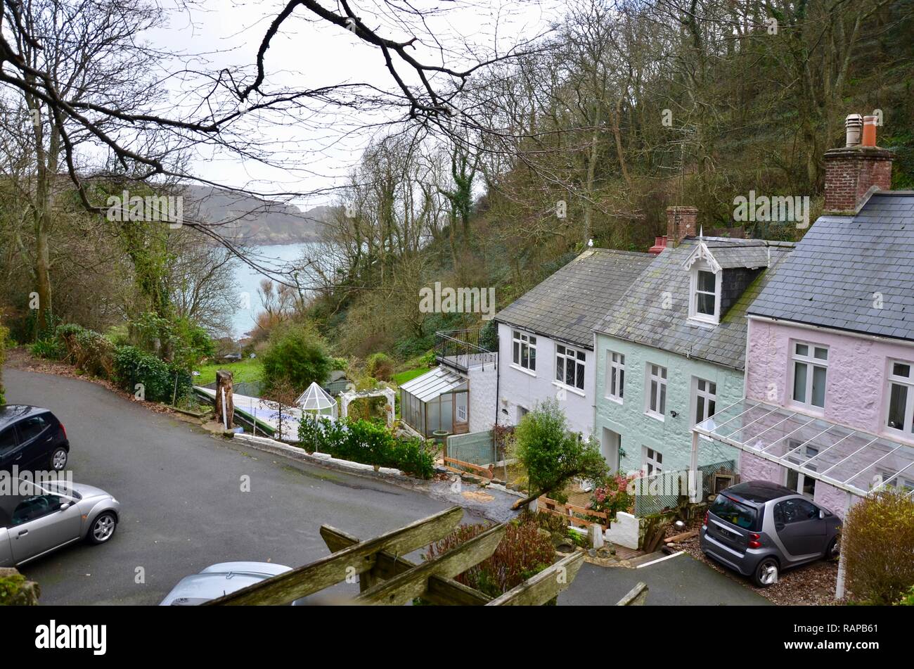 Cottages In Moulin Huet Bay Guernsey Channel Islands Uk Stock