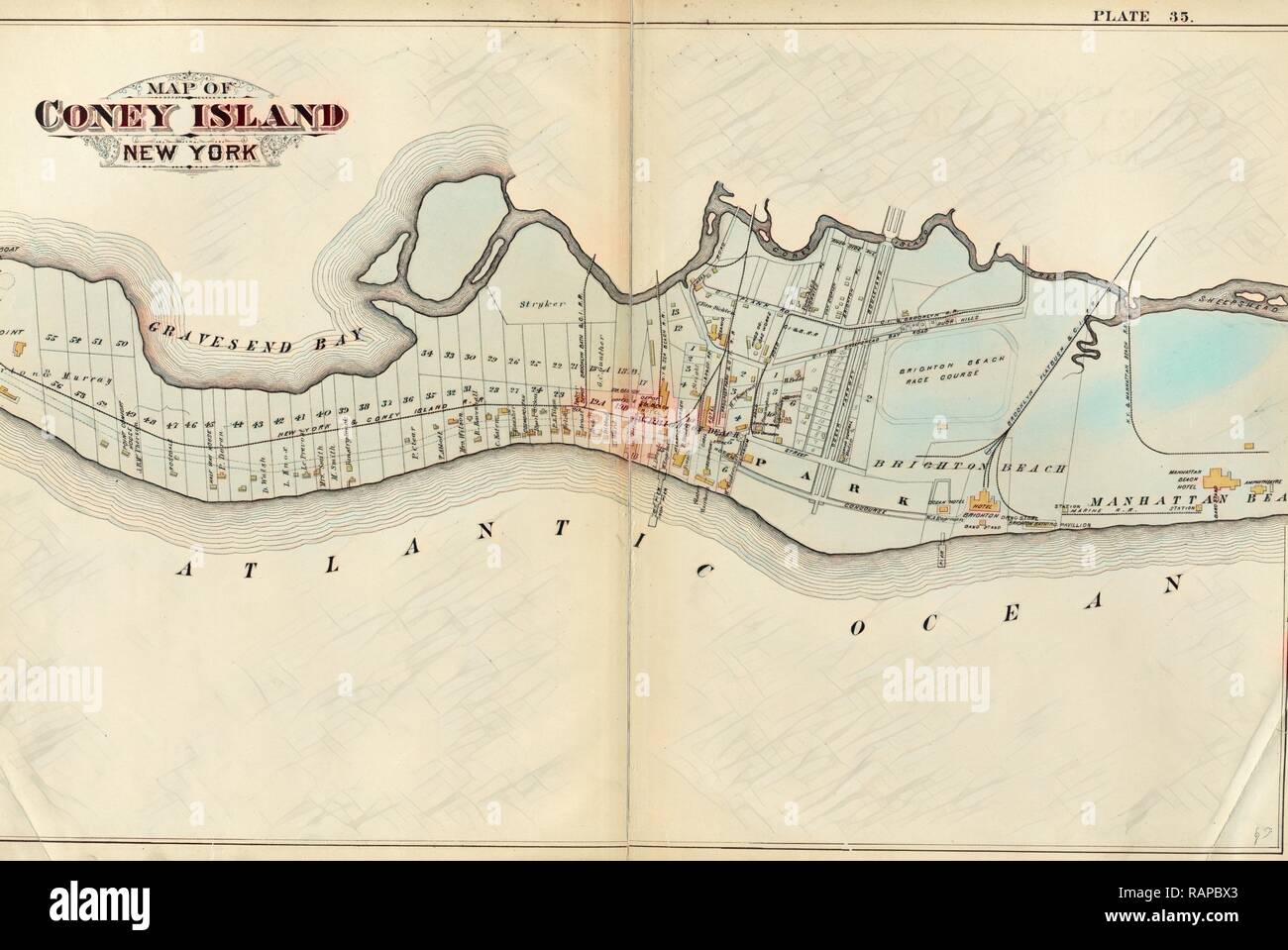 Map of Coney Island, New York. Reimagined by Gibon. Classic art with a modern twist reimagined