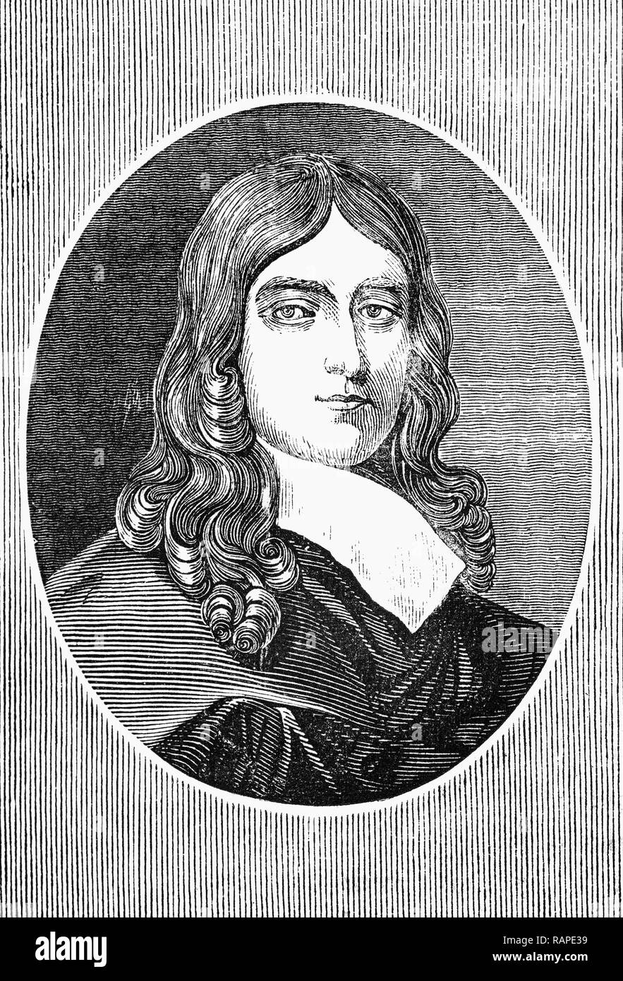 John Milton (1608-1674), was an English poet, polemicist, man of letters, and civil servant for the Commonwealth of England under its Council of State and later under Oliver Cromwell. He wrote at a time of religious flux and political upheaval, and is best known for his epic poem Paradise Lost (1667), written in blank verse. Stock Photo