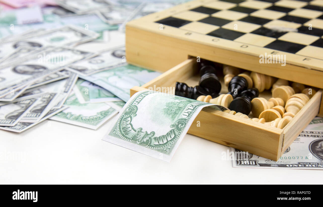Strategy Playing Game Chess and Money on Chessboard Stock Photo Alamy