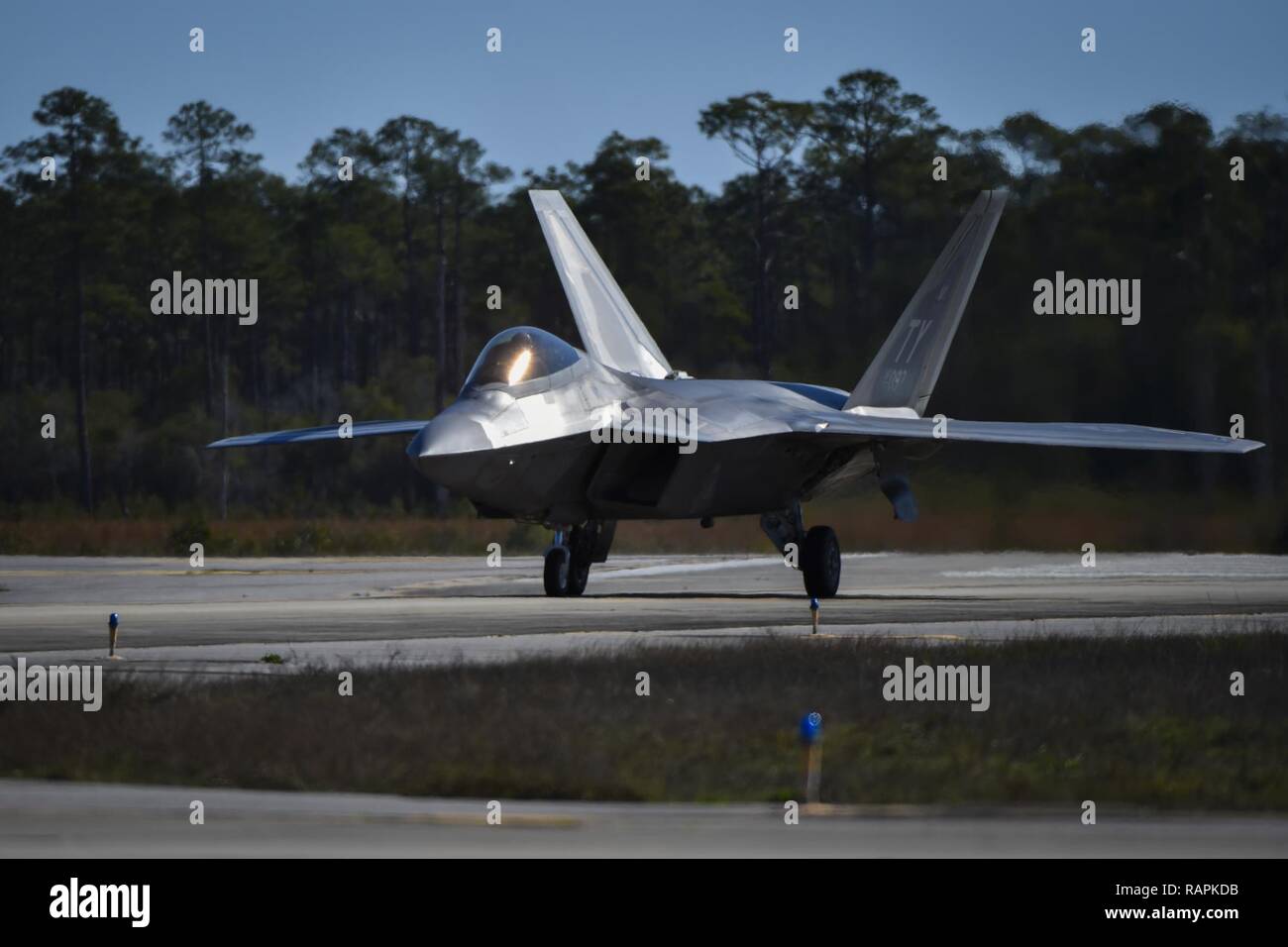 An F-22 Raptor assigned to the 95th Fighter Squadron, Tyndall Air Force ...
