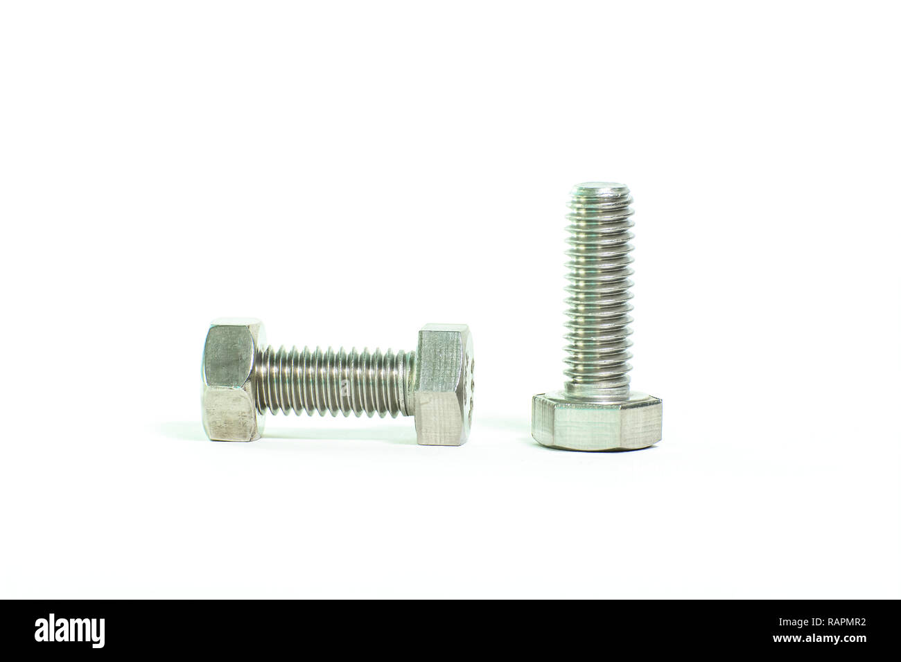 Hex head screw on a white background. Stock Photo