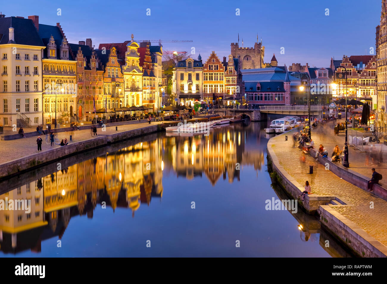 Korenlei and Graslei, quays in the historic city center of Ghent