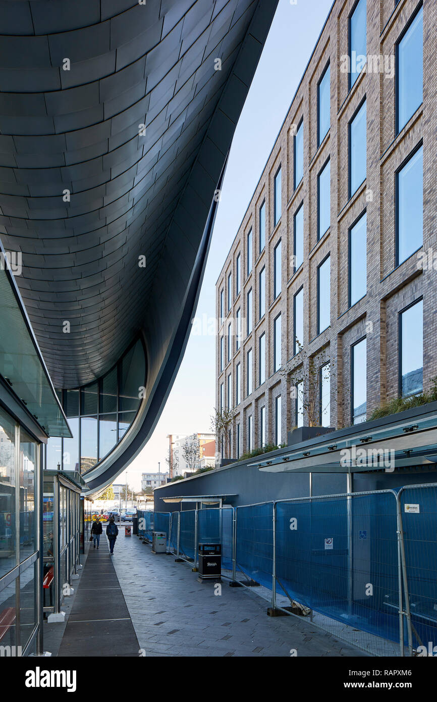Passage between Porter House and iconic Slough bus station. The Porter