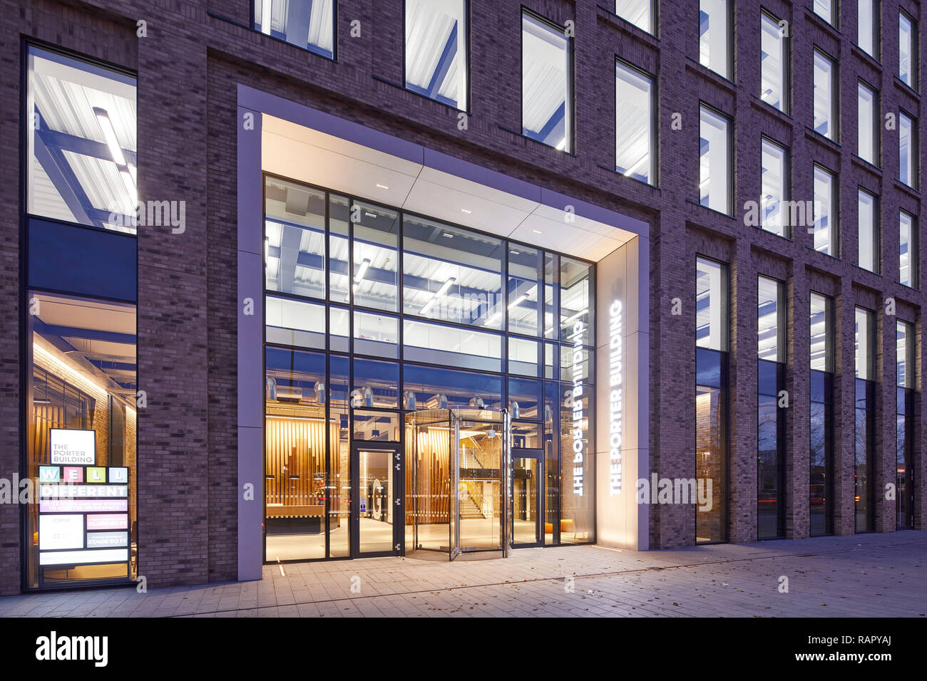 Oblique elevation of Porter House Building main entrance. The Porter