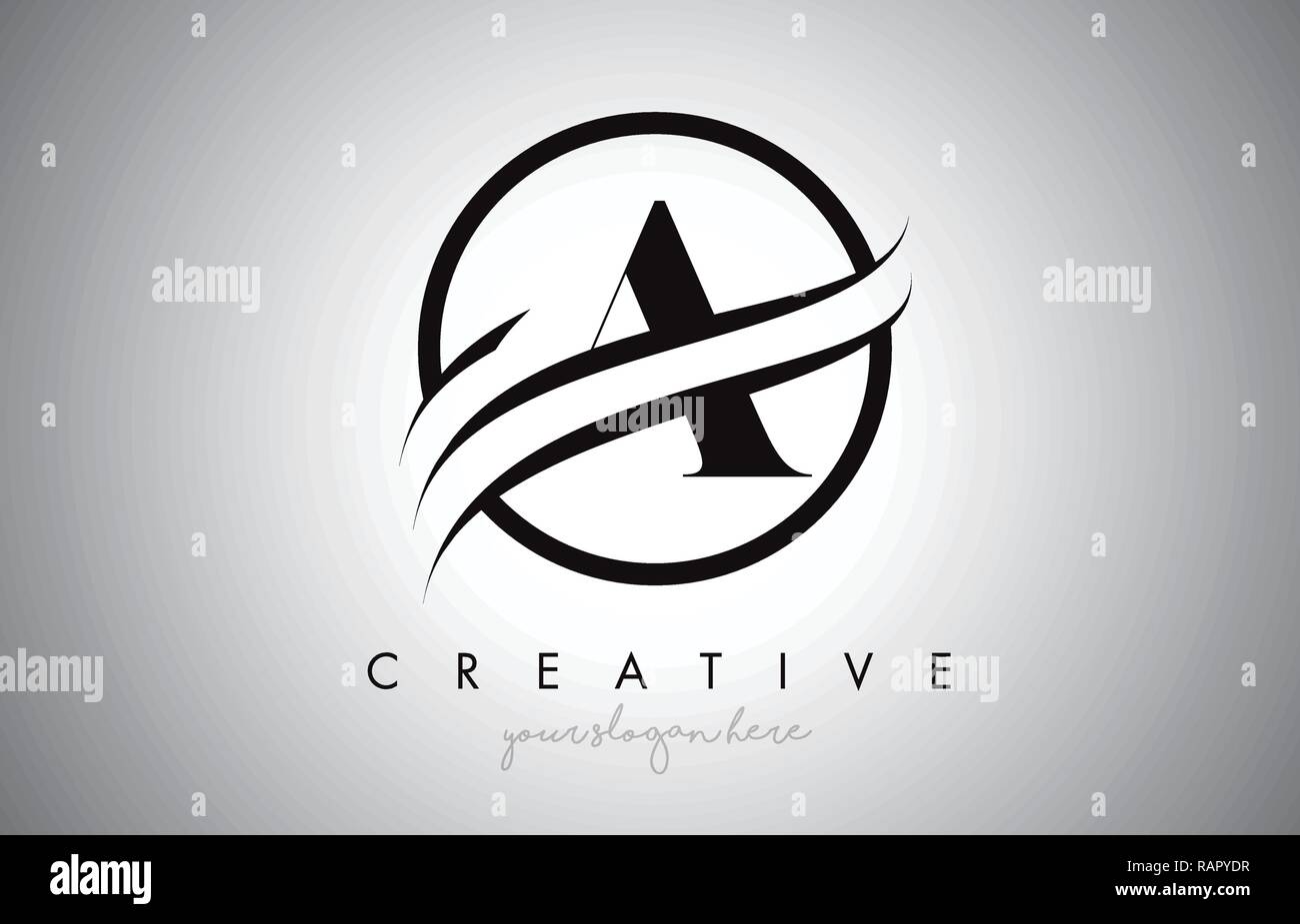A Letter Icon Logo Design with Circle Swoosh Border and Black Colors ...