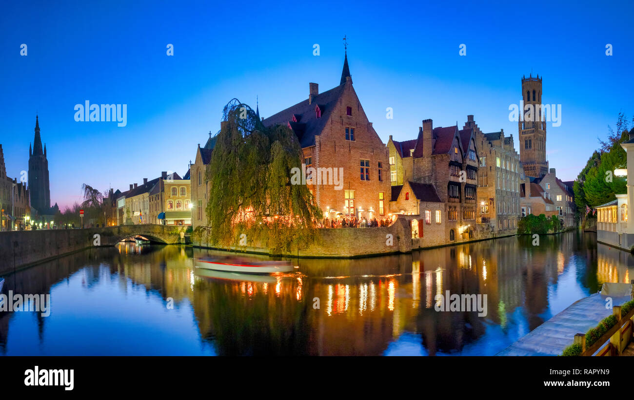Rozenhoedkaai (Quay of the Rosary) Bruges, Flanders, Belgium Stock Photo