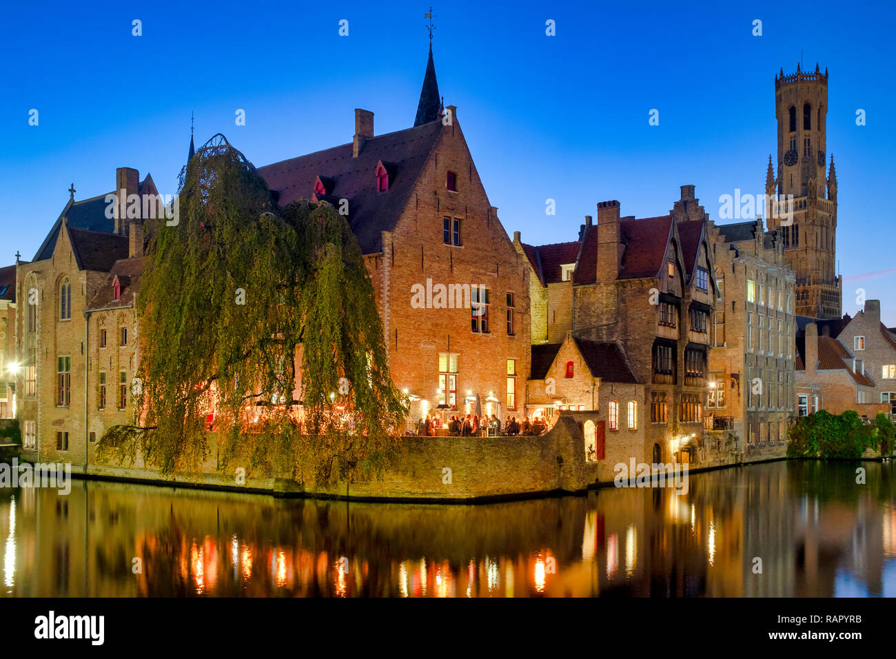 Rozenhoedkaai (Quay of the Rosary) Bruges, Flanders, Belgium Stock