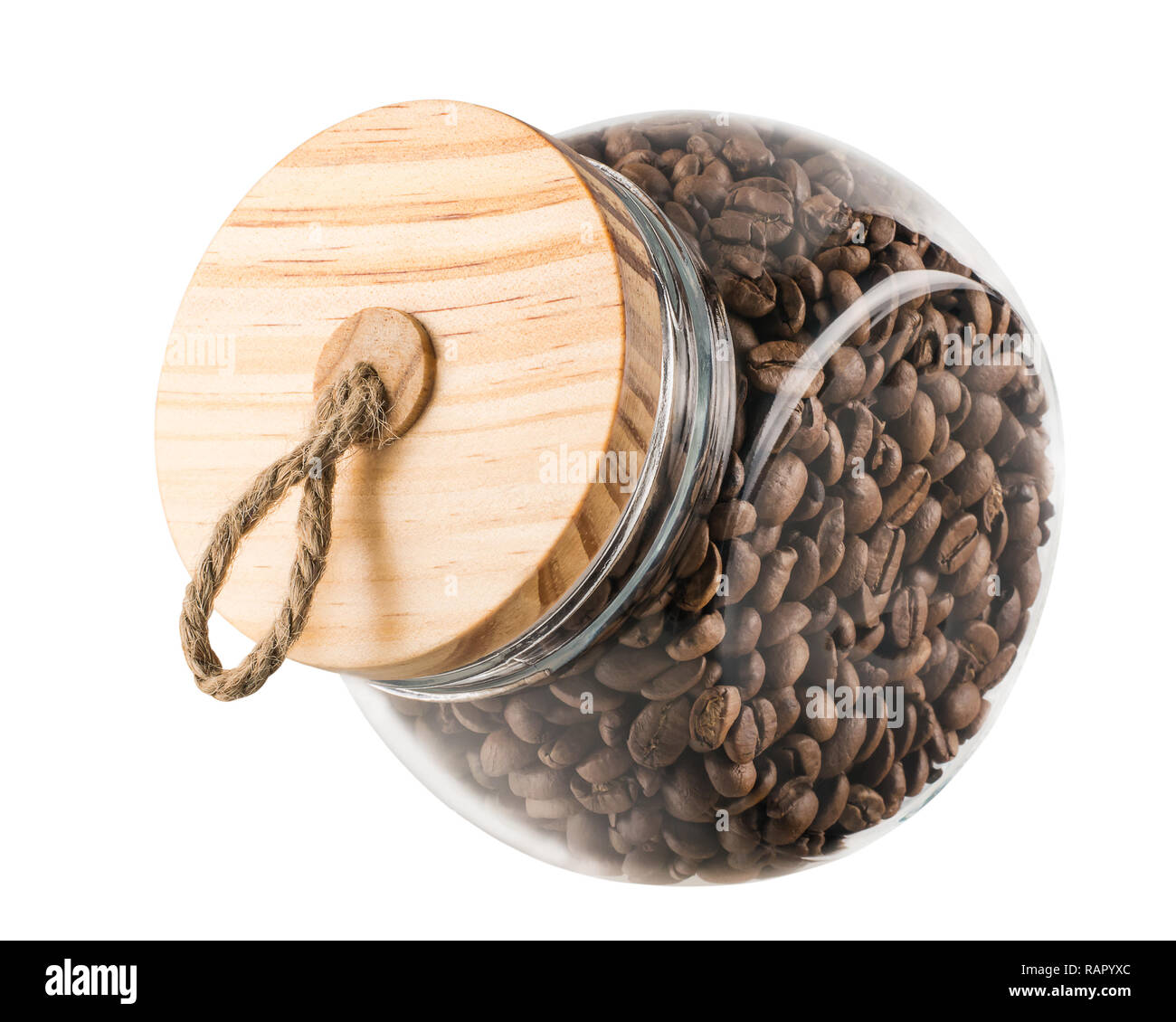 Coffee beans in a glass jar isolated over white Stock Photo