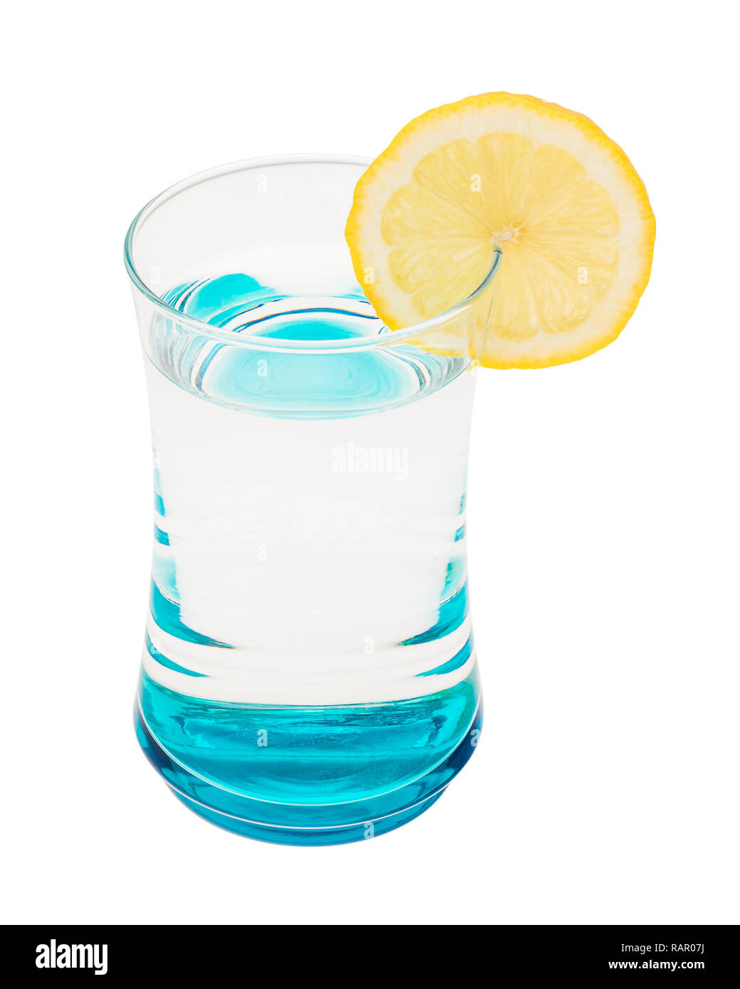 Glass with water and lemon slice Stock Photo