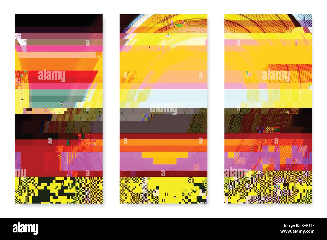 Glitched Posters Set Stock Vector