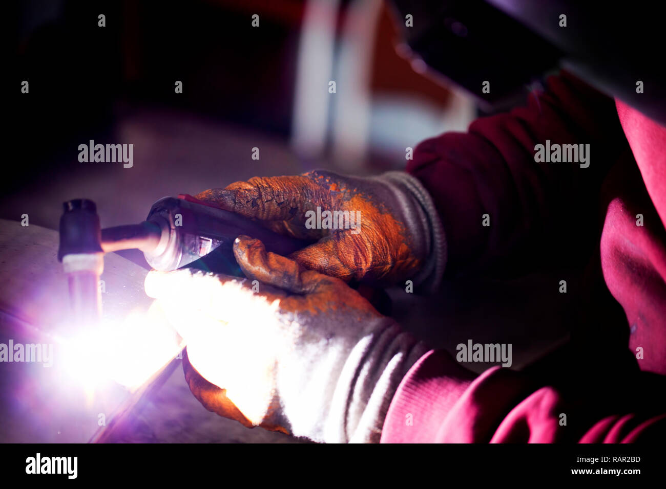 Arc Welding in Construction Area Industrial Concept Stock Photo Alamy