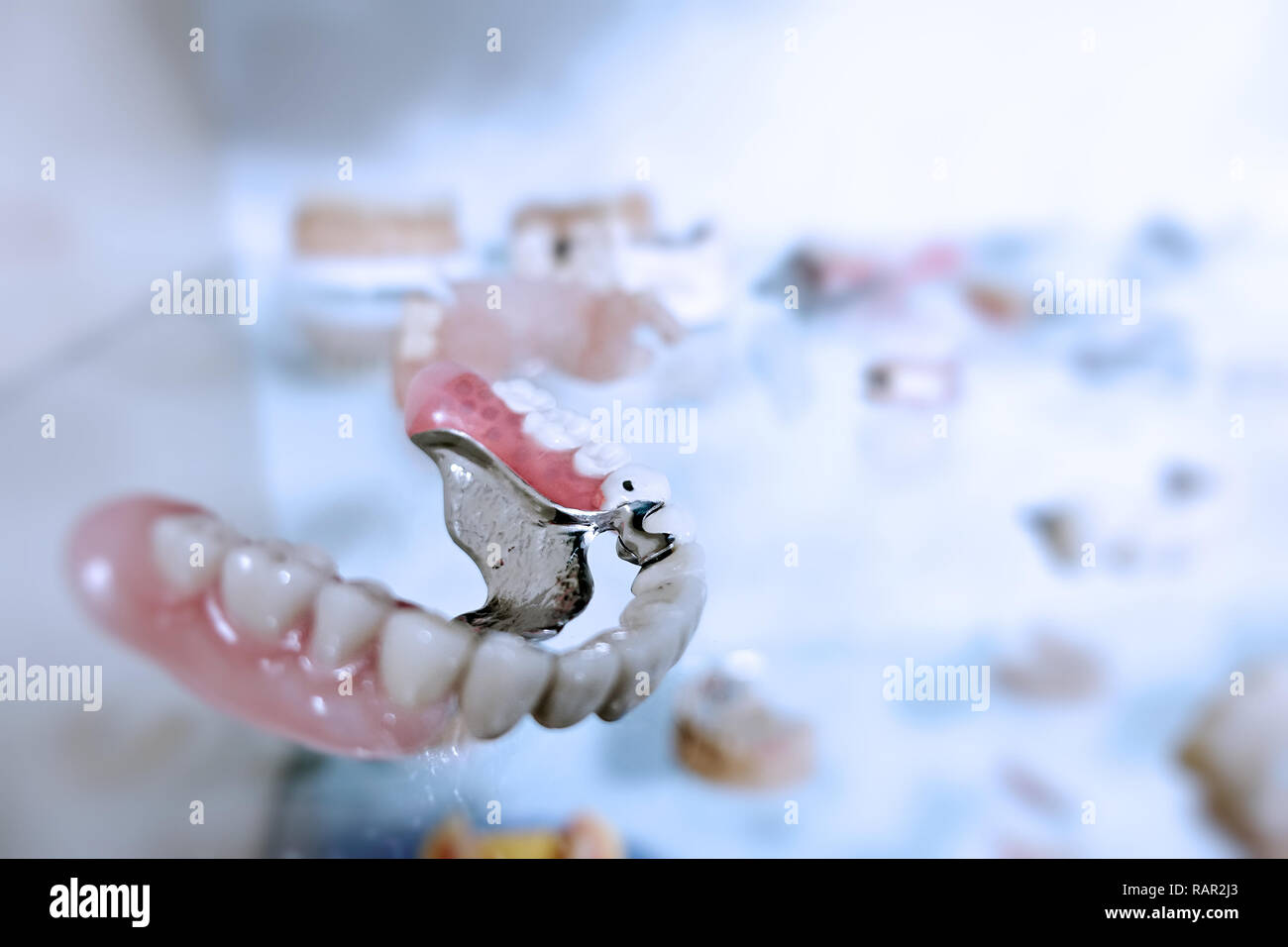 Zirconium Porcelain Tooth plate in Dentist Store Macro Detailed Photo