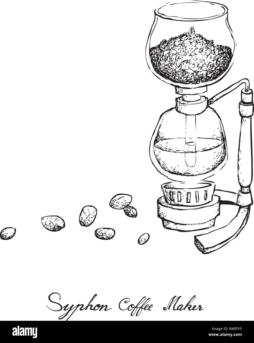 Illustration Hand Drawn Sketch of Vacuum Coffee Maker or Syphon Coffeemaker  Isolated on White Background. An Appliance Used to Brew Coffee Stock Vector  Image & Art - Alamy