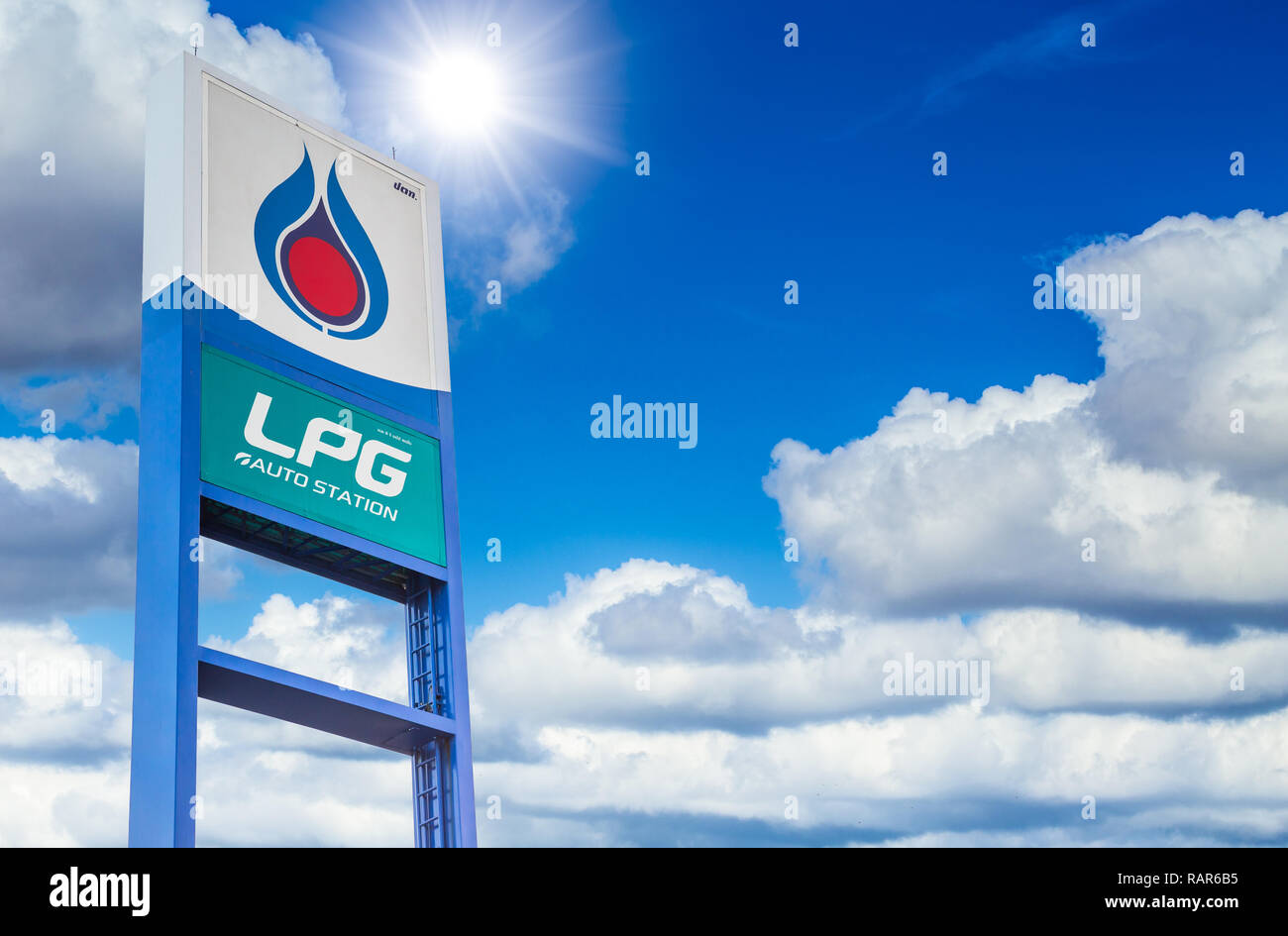 PTT LPG Auto Station Gas station sign of largest company petroleum supply in Thailand - Bangkok, December 2018. Stock Photo