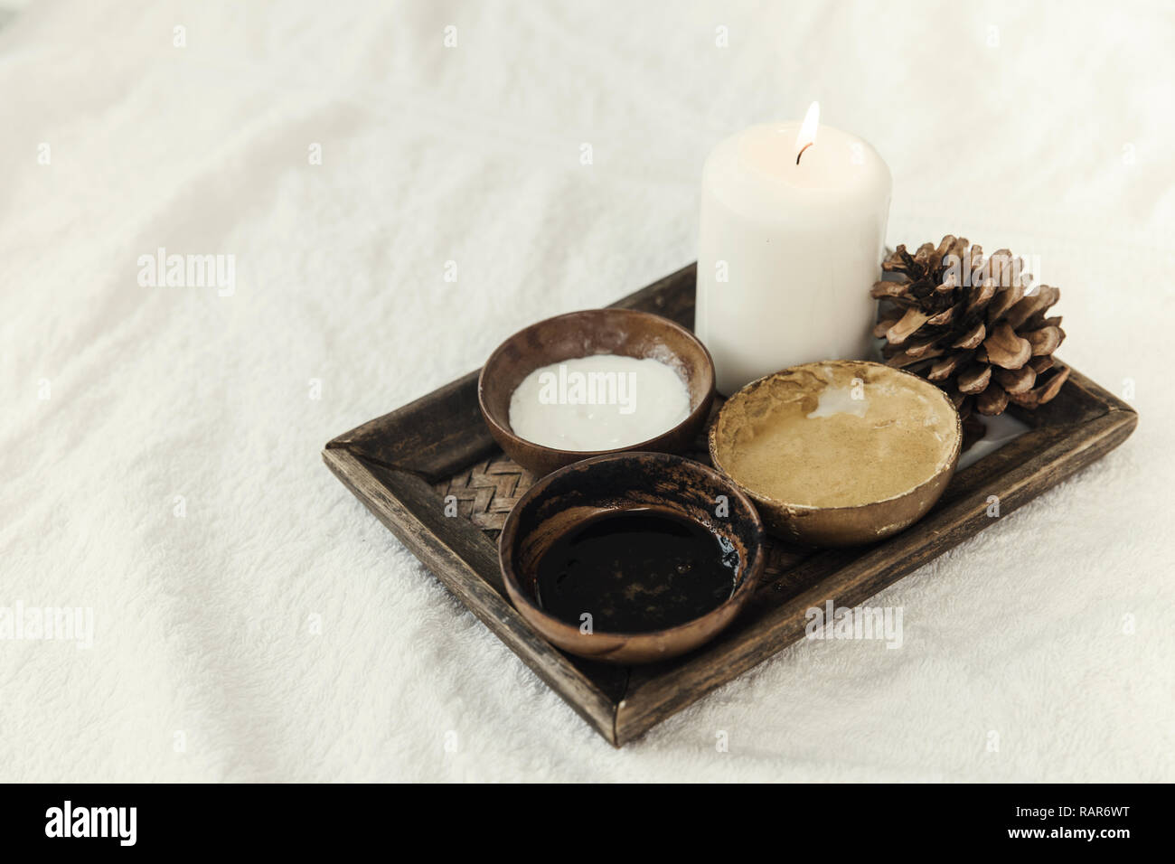 Set of Asian natural herbal for spa skin care treatment scent. Stock Photo