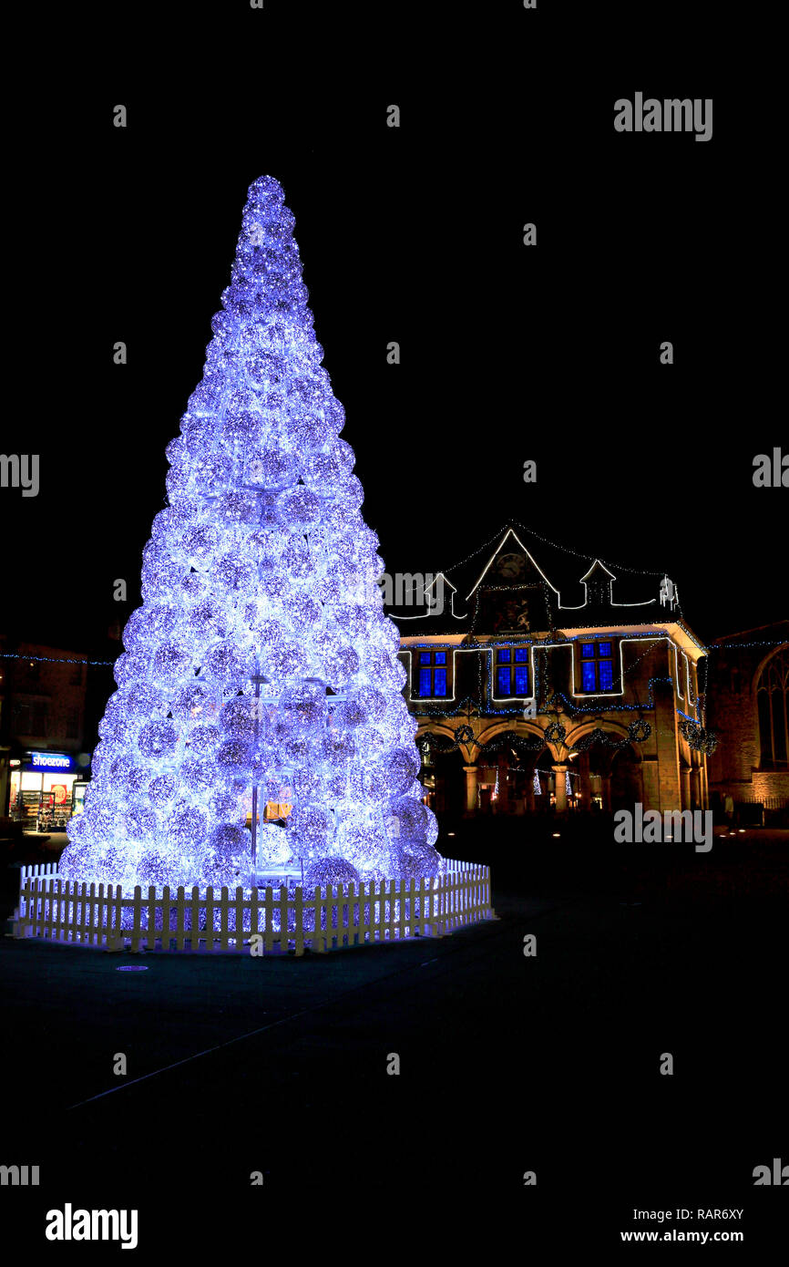 Christmas Lights in Cathedral Square, Peterborough City, Cambridgeshire