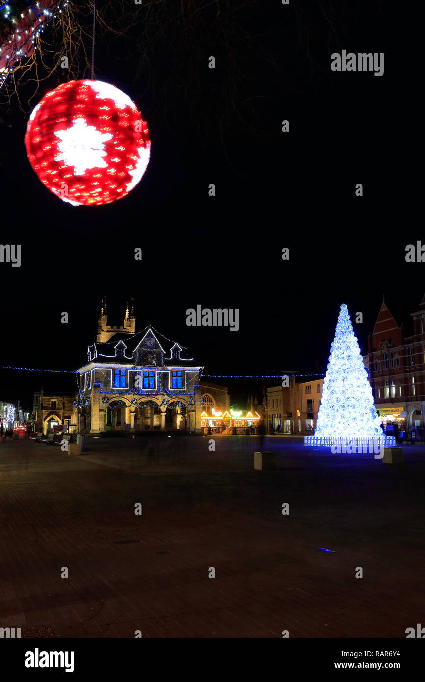 Christmas Lights in Cathedral Square, Peterborough City, Cambridgeshire