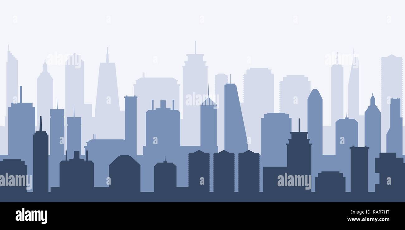 City skyline silhouette vector. Modern urban cityscape illustration. Stock Vector