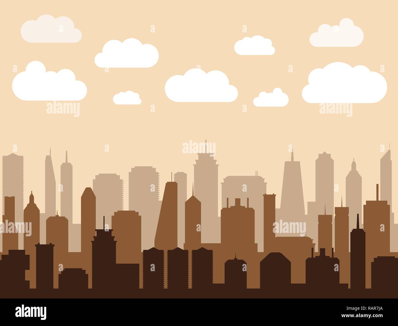 Vector cityscape. Modern city morning silhouette illustration ...