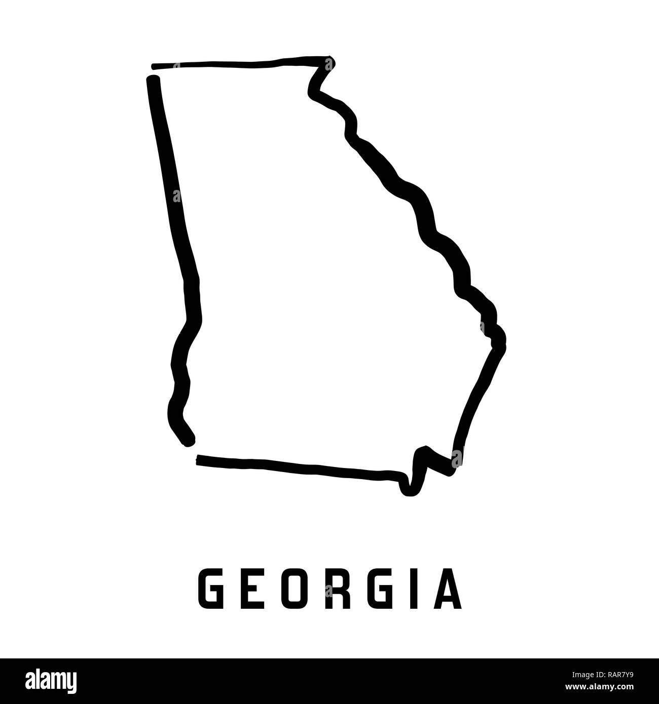 Georgia state map outline - smooth simplified US state shape map vector. Stock Vector
