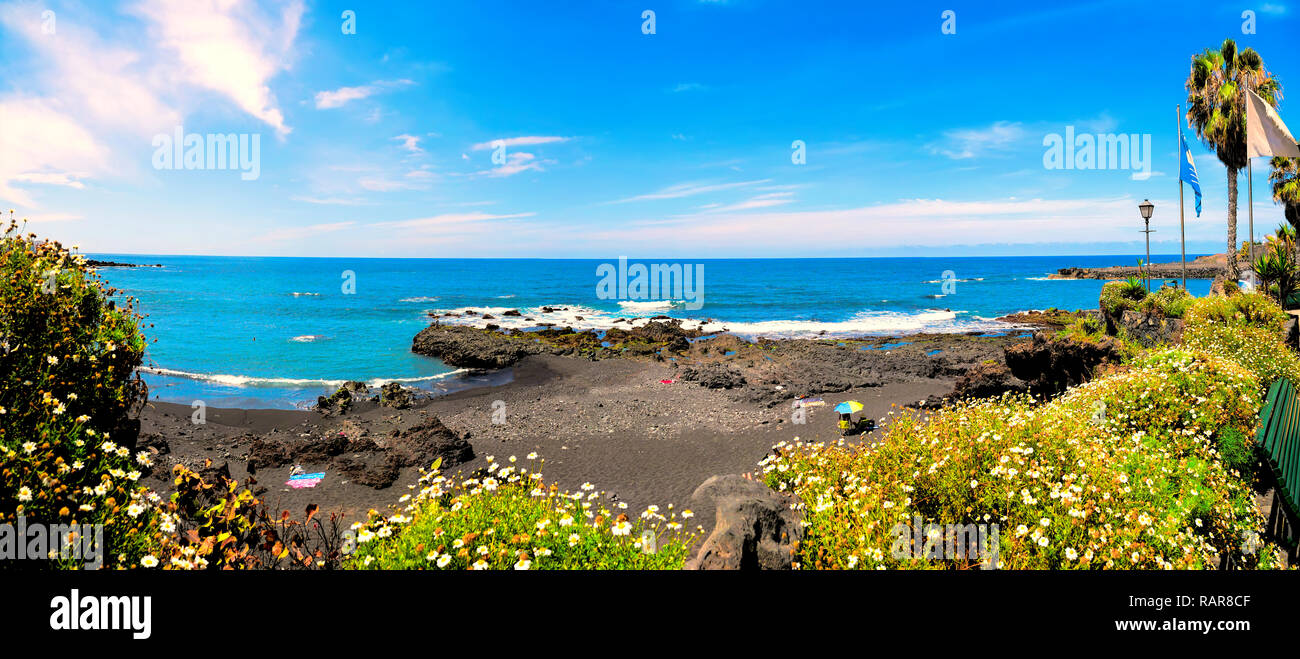 Playa Jardin beach on Tenerife Island in Spain Stock Photo