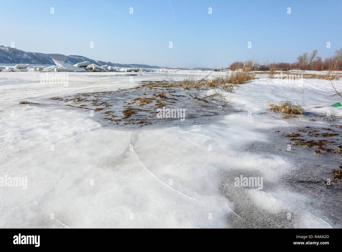 The snow and ice off the shore Stock Photo