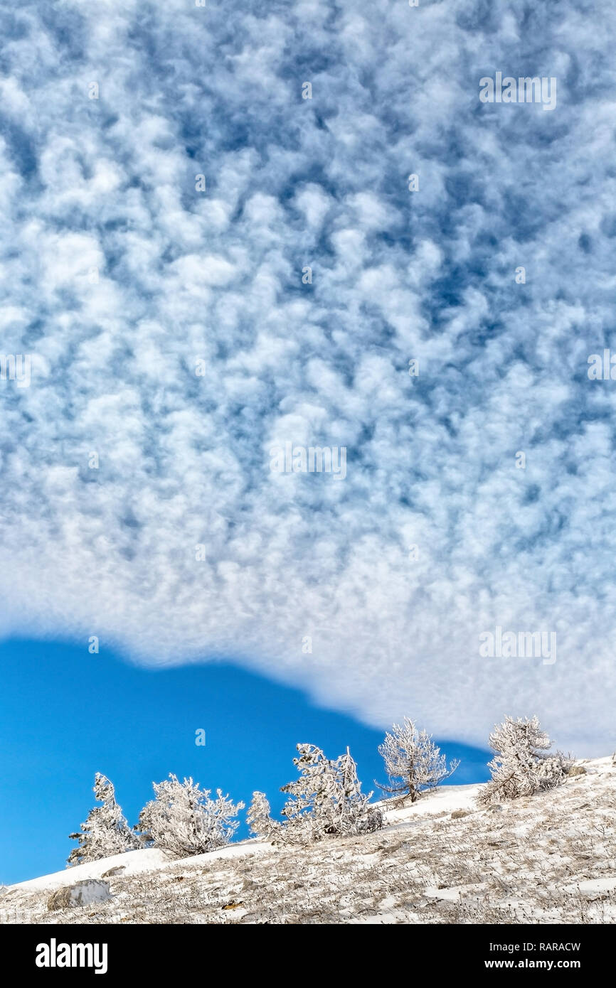 winter view of the summit snow hills of Monte Morrone, Abruzzo Stock Photo