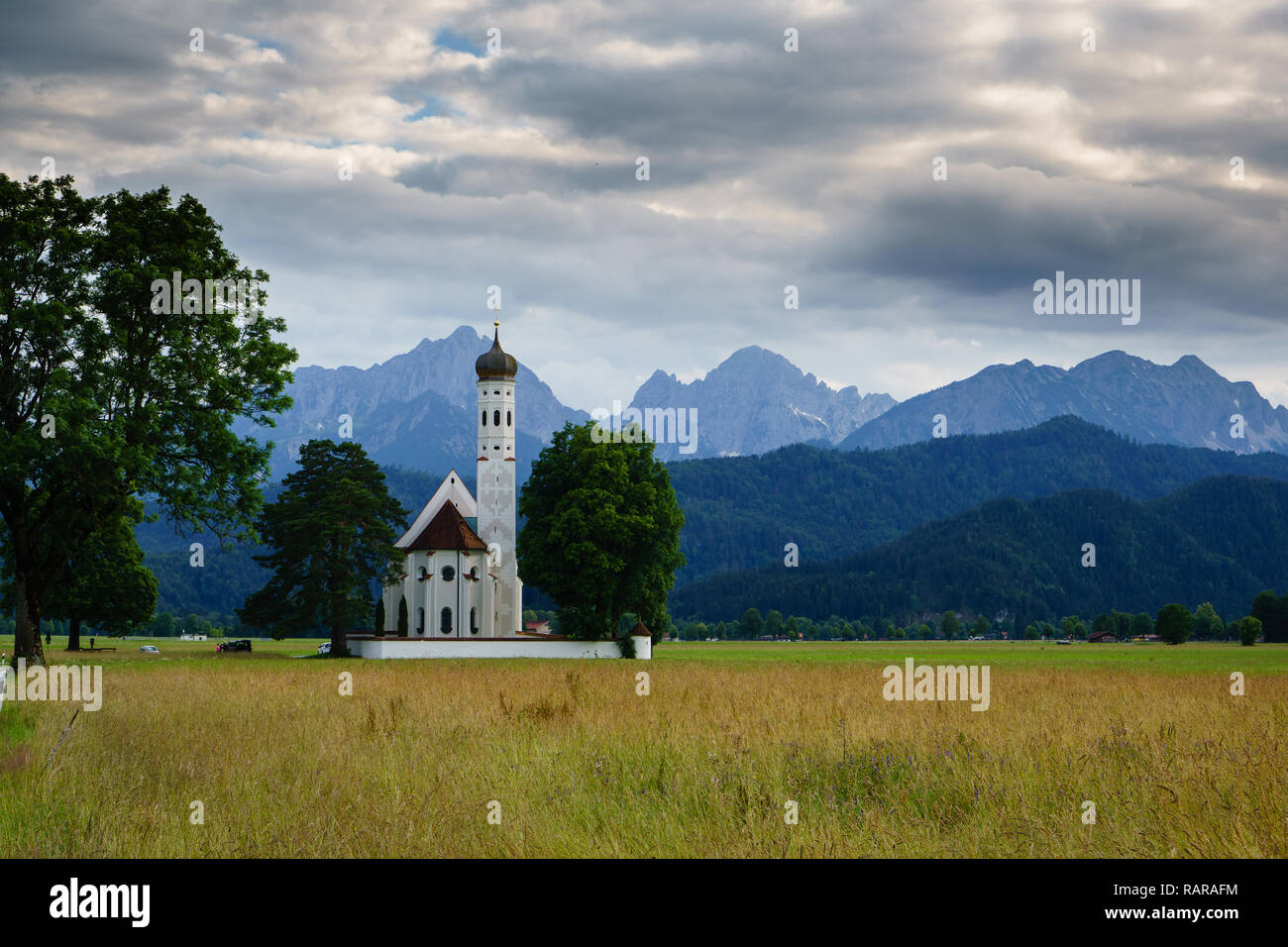 Beautiful church in Bavaria with scenery Stock Photo