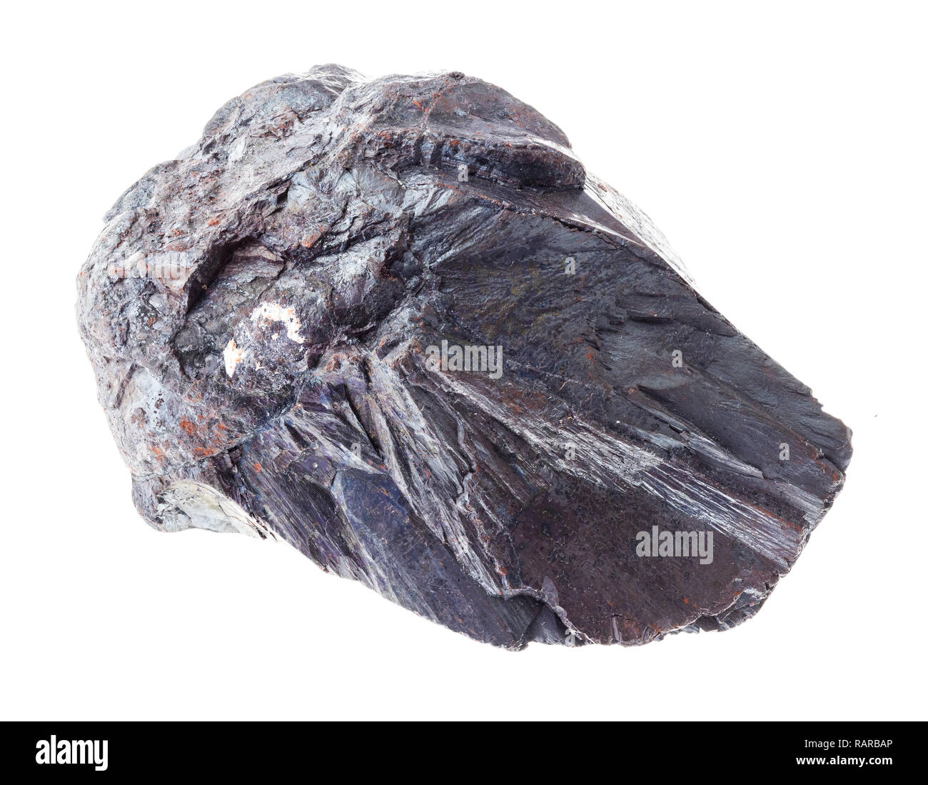 macro photography of natural mineral from geological collection - rough hematite stone (iron ore) on white background Stock Photo