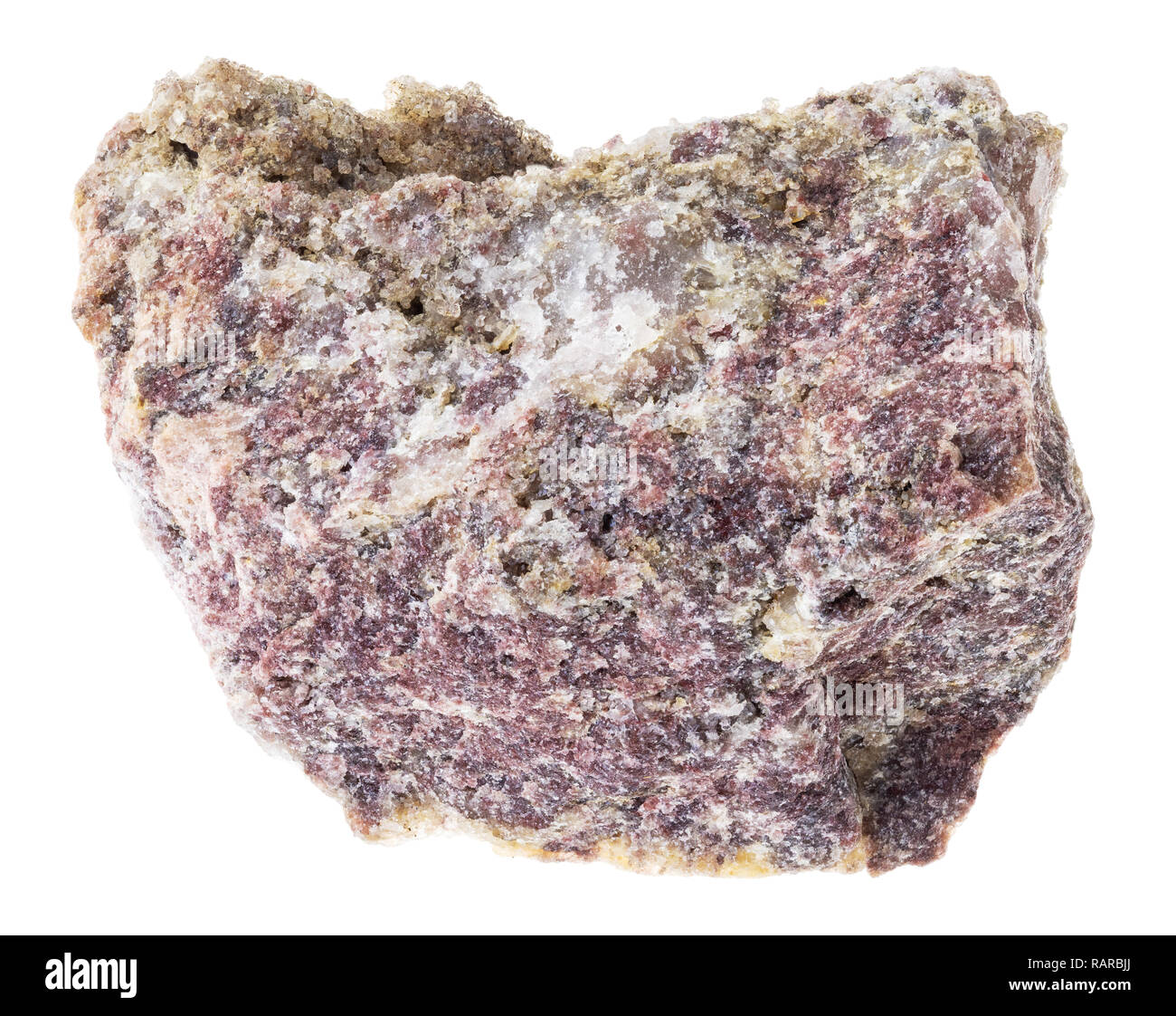 macro photography of natural mineral from geological collection - rough pink Dolomite rock ( Dolostone) on white background Stock Photo