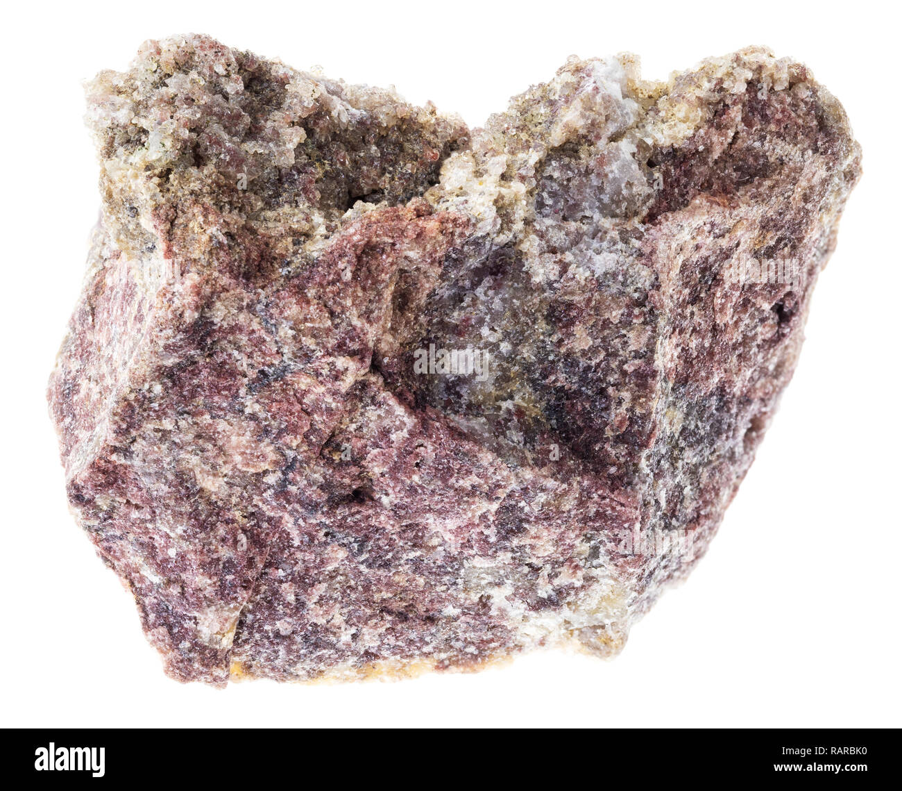 macro photography of natural mineral from geological collection - raw pink Dolomite rock ( Dolostone) on white background Stock Photo
