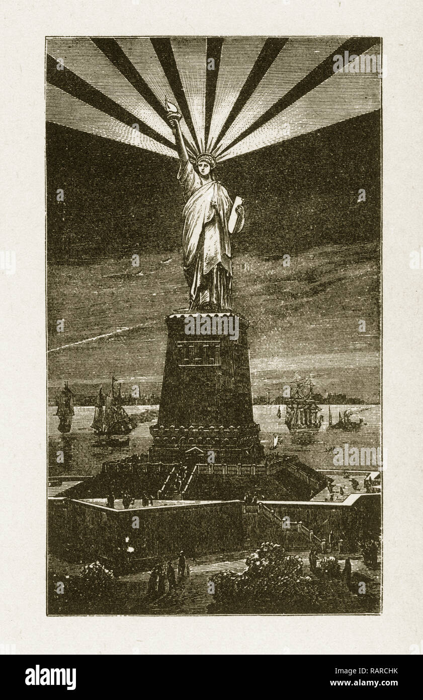 Statue of liberty torch engraving hires stock photography and images