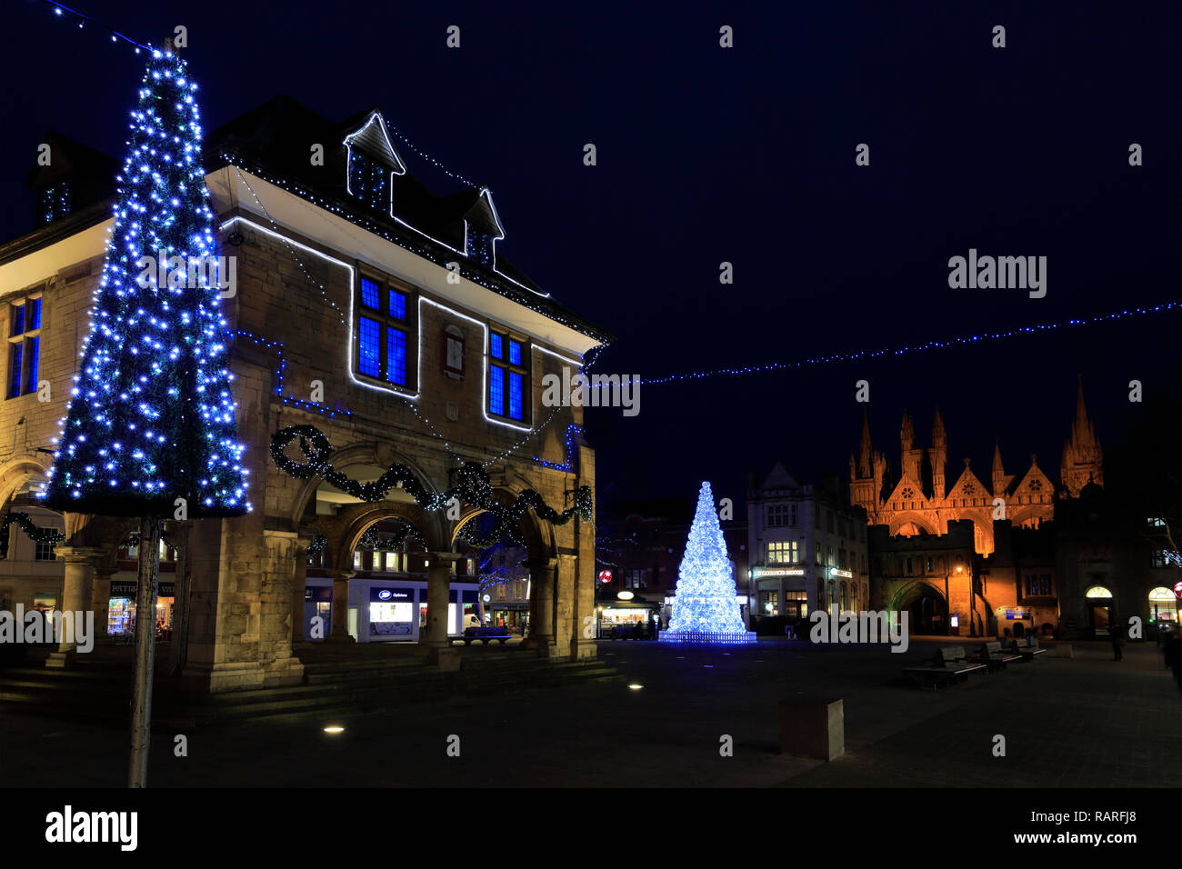 Christmas Lights in Cathedral Square, Peterborough City, Cambridgeshire