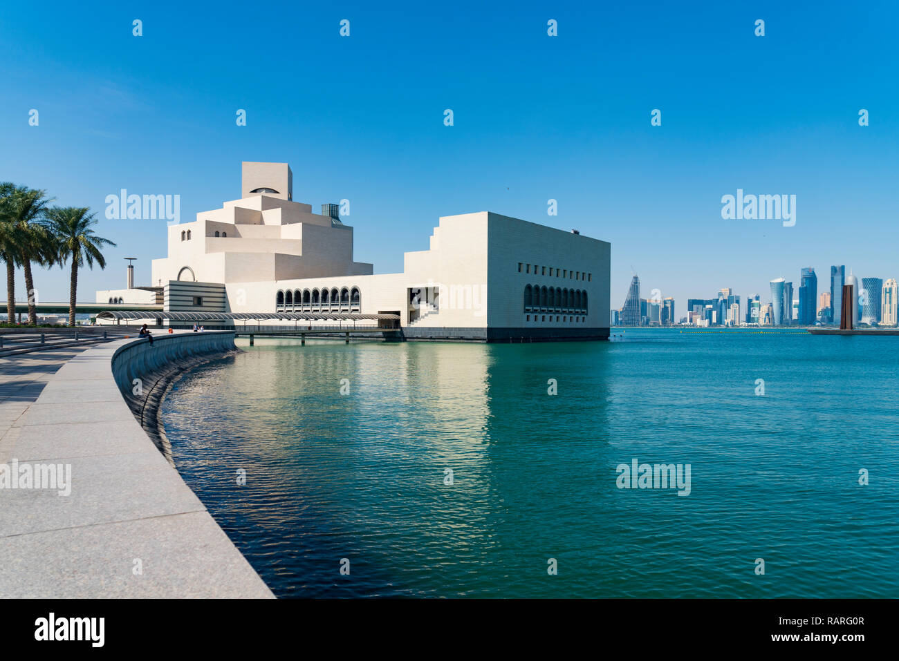 View of Museum of Islamic Art in Doha, Qatar. Architect IM Pei Stock