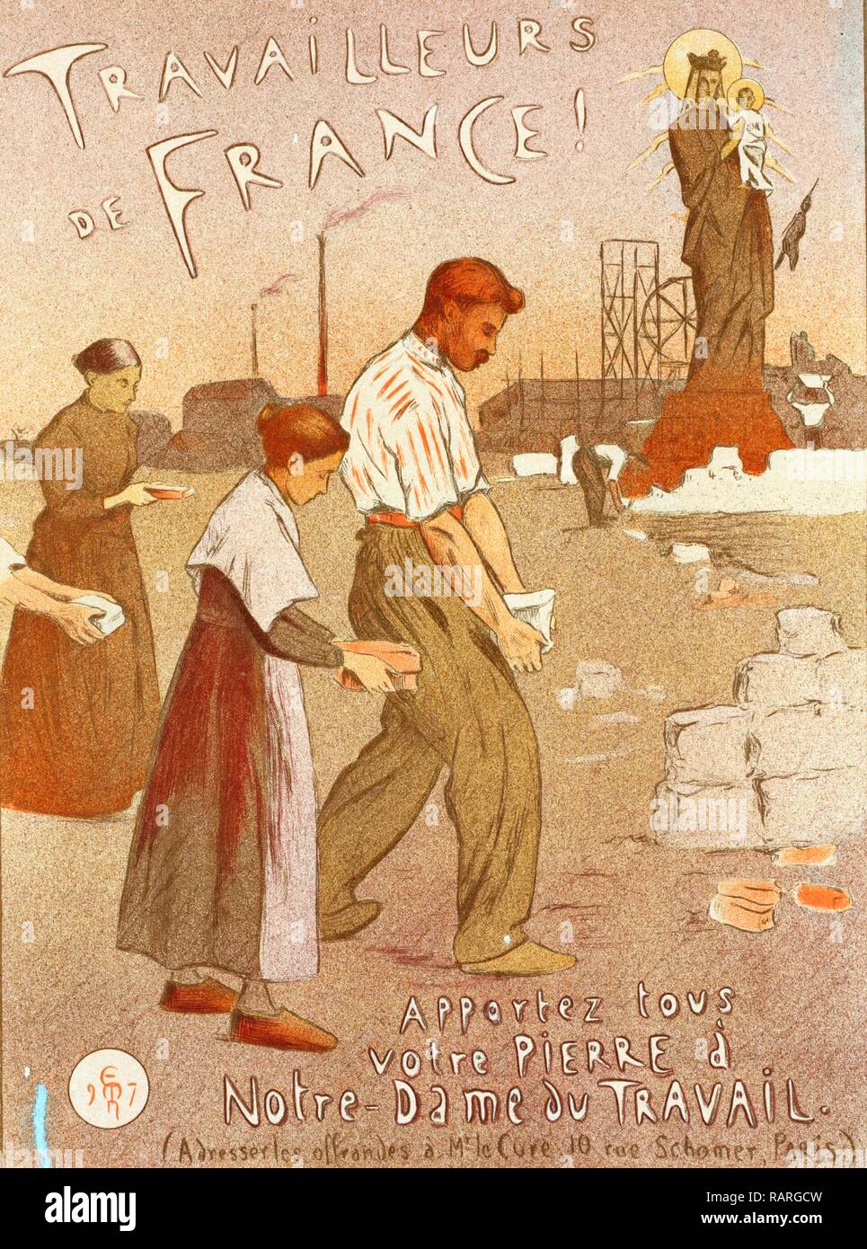 Poster for: Notre-Dame du Travail. Adolphe Étienne Auguste Moreau-Nélaton (Paris 2 December 1859 – 25 April 1927 reimagined Stock Photo