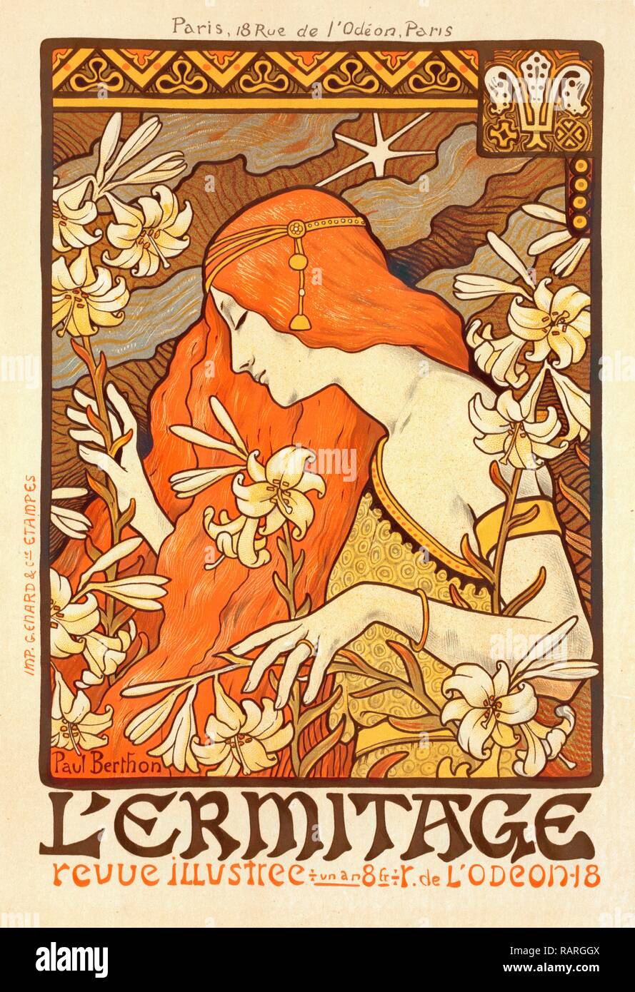 Poster for la Revue l'Érmitage. Berthon, Paul (1872-1909), Artist. Reimagined by Gibon. Classic art with a modern reimagined Stock Photo