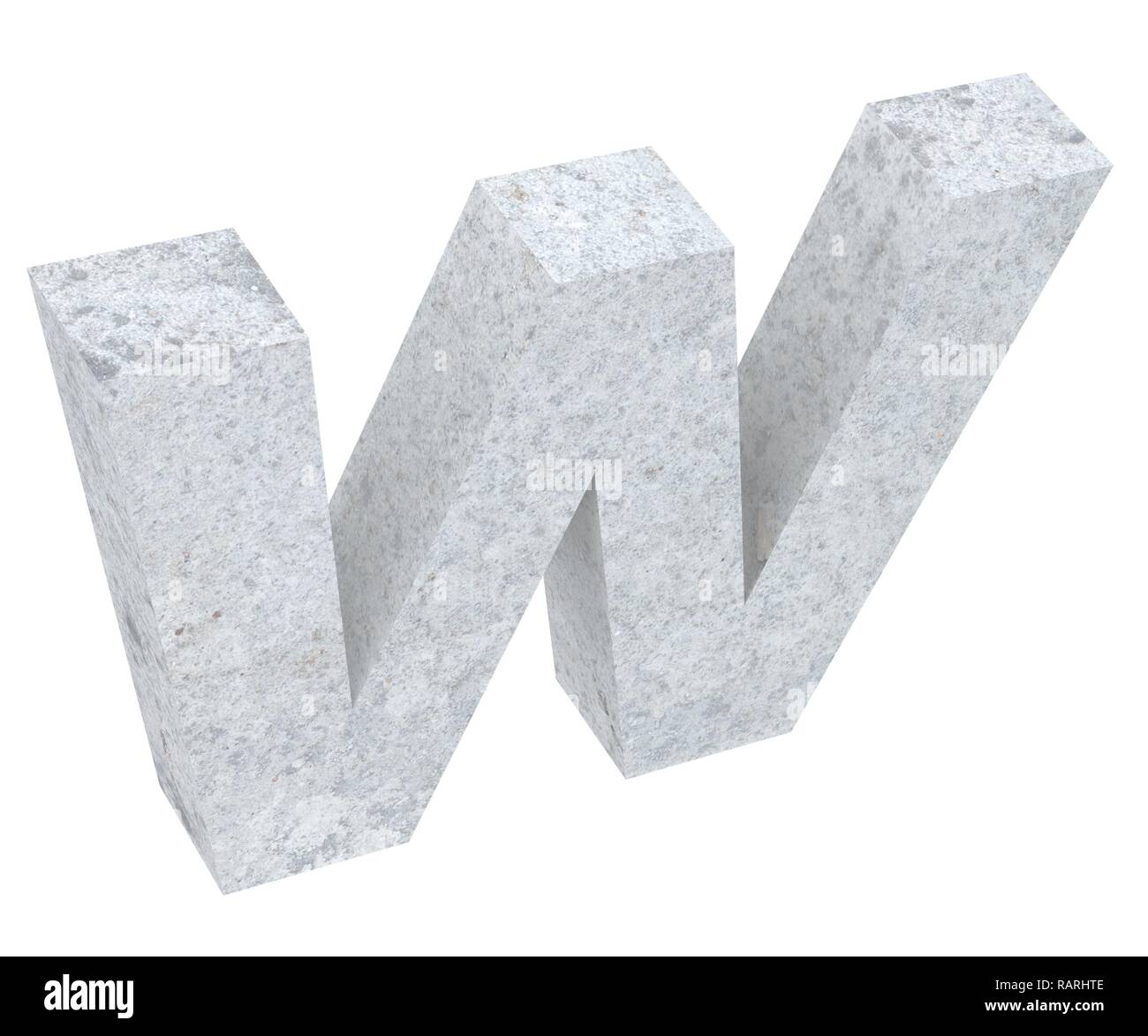 Concrete Capital Letter - W isolated on white background. 3D render ...