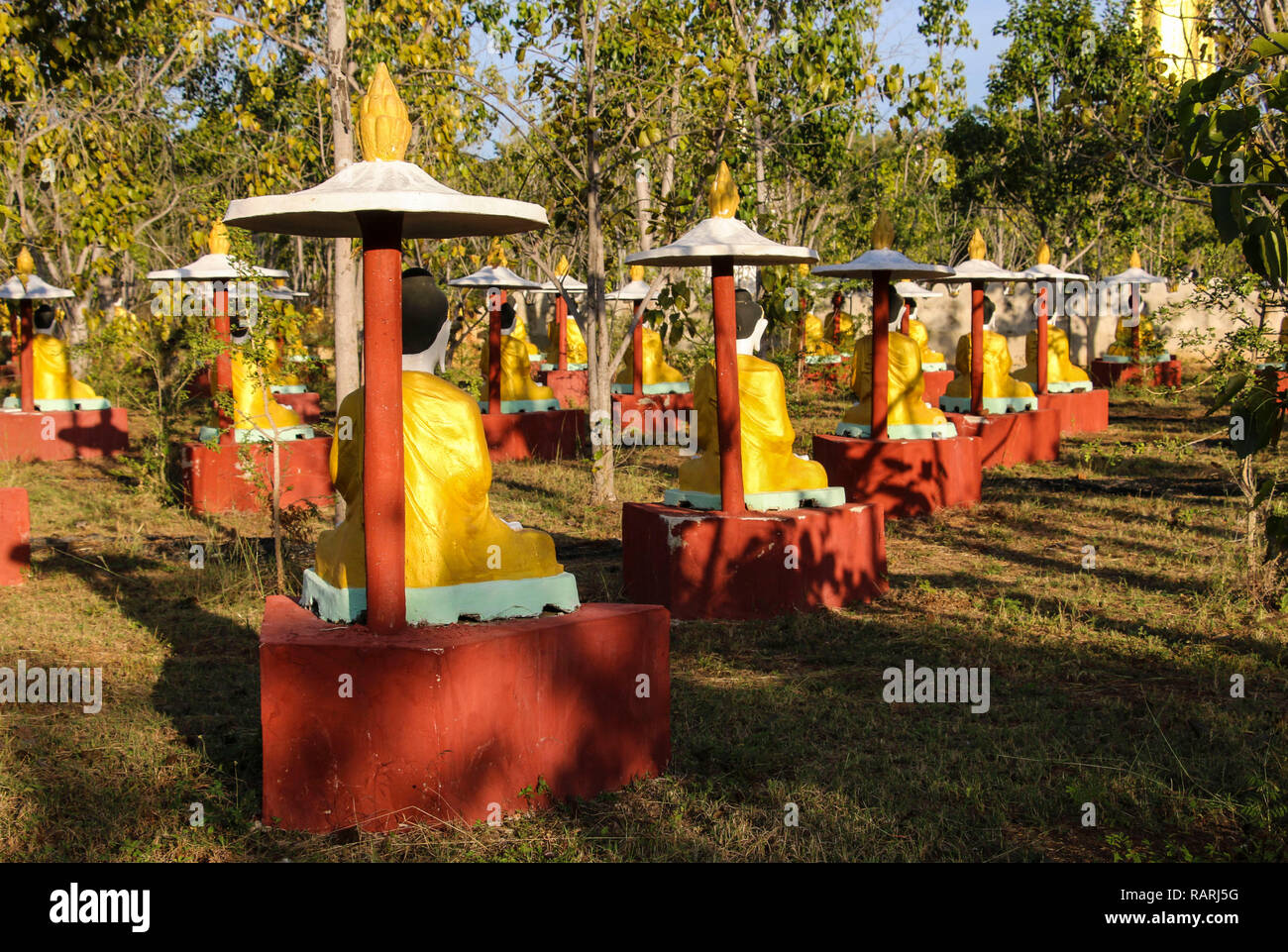Buddha statues at the Bodhi Ta Htaung, the religious center, Monywa,Myanmar (Burma) Stock Photo