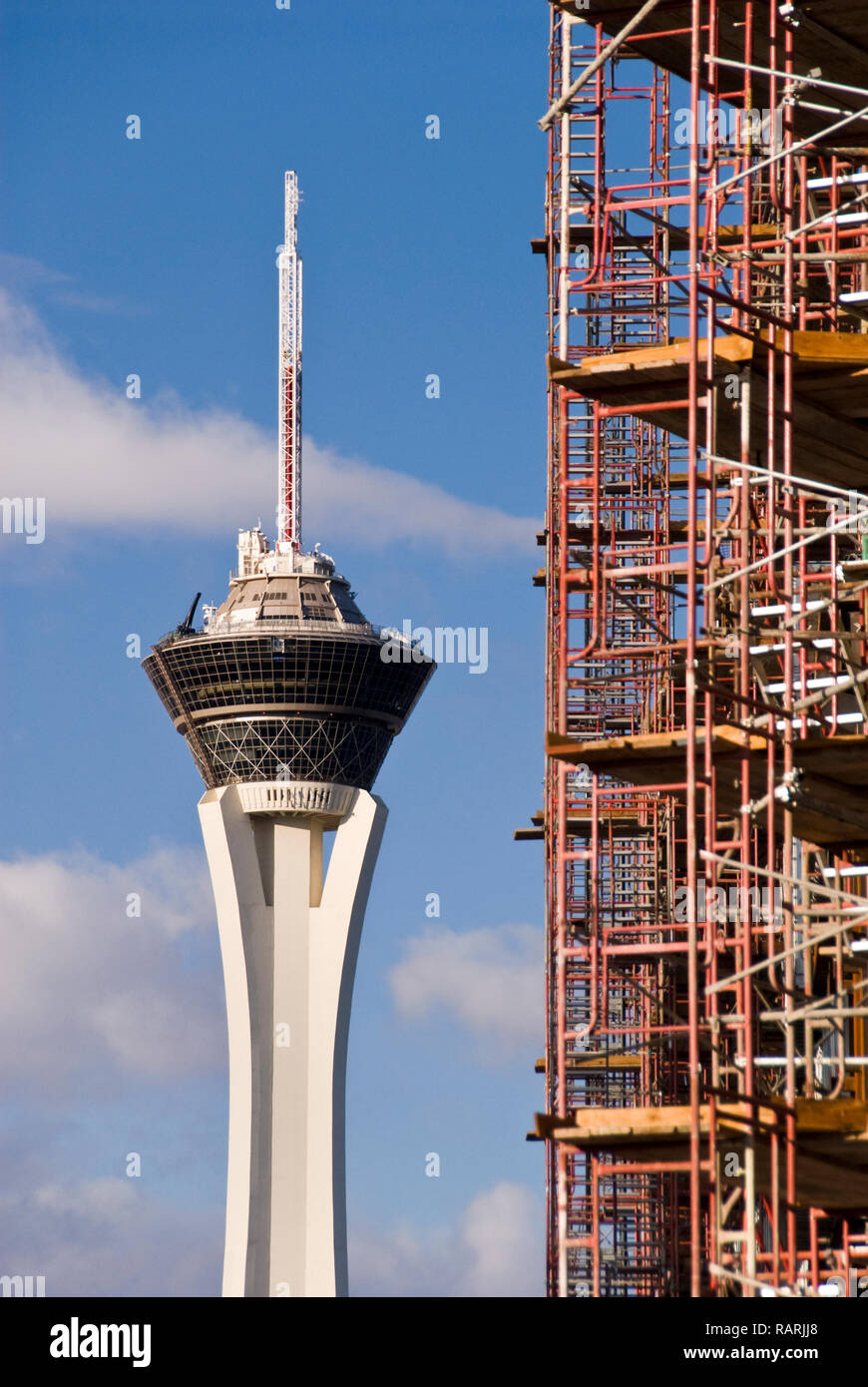 The 1,149 ft. Stratosphere Tower, tallest freestanding observation tower in  the USA, at the Stratosphere Las Vegas hotel and casino, Las Vegas, Nevada  Stock Photo - Alamy